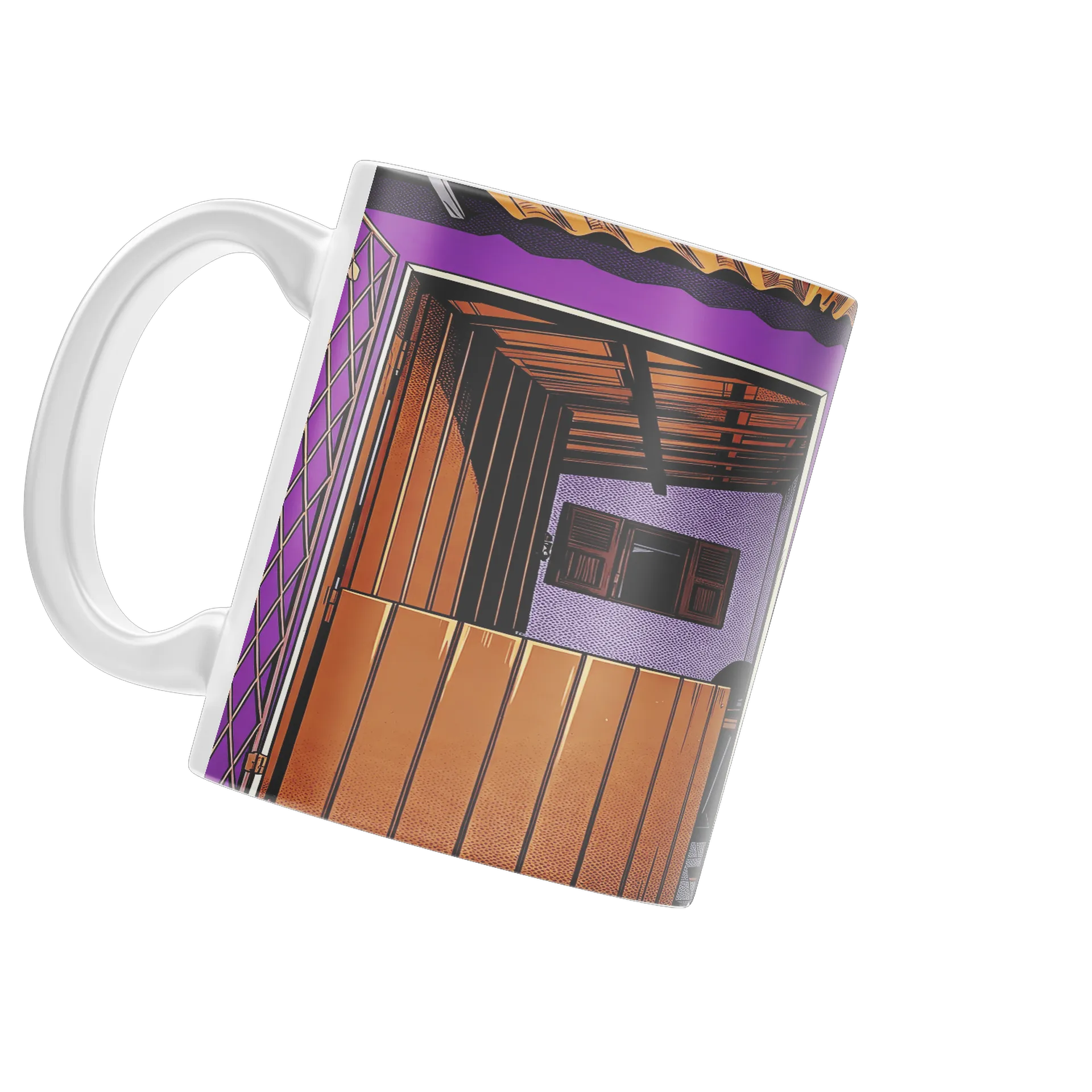 Caneca Porcelana Pintura Urbana Estampa Quadros Coloridos - Imagem 4