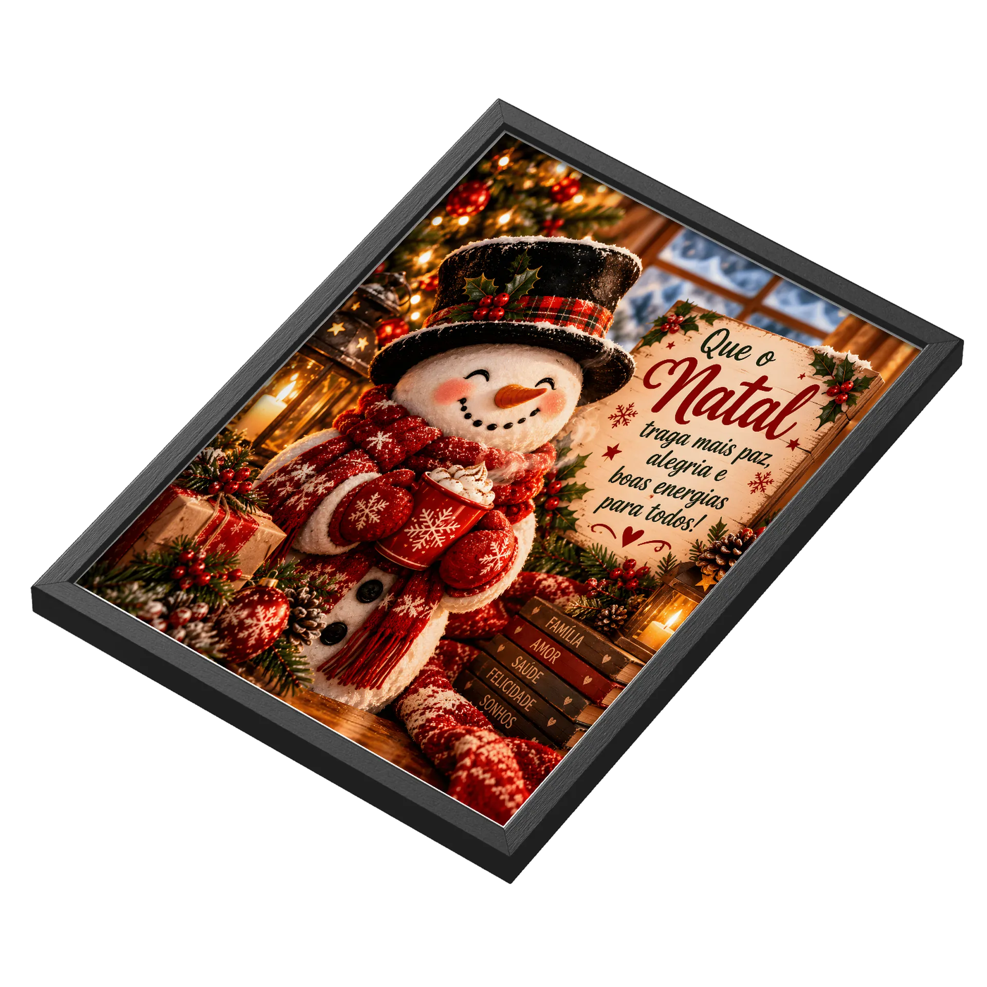 Quadro Boneco de Neve Natalino com Mensagem A3 - Imagem 3