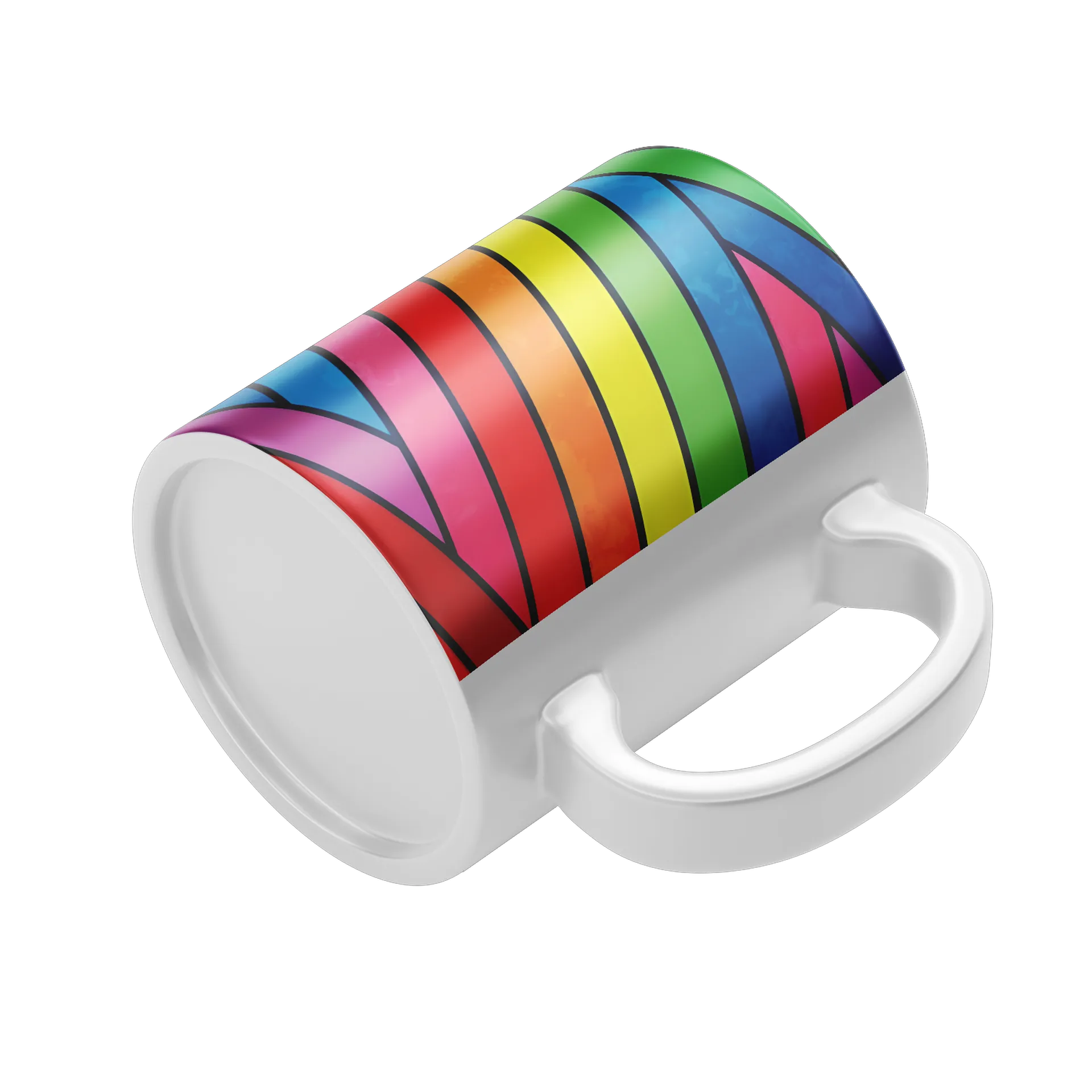 Caneca Porcelana Estampa Colorful Argyle 325ml - Imagem 4