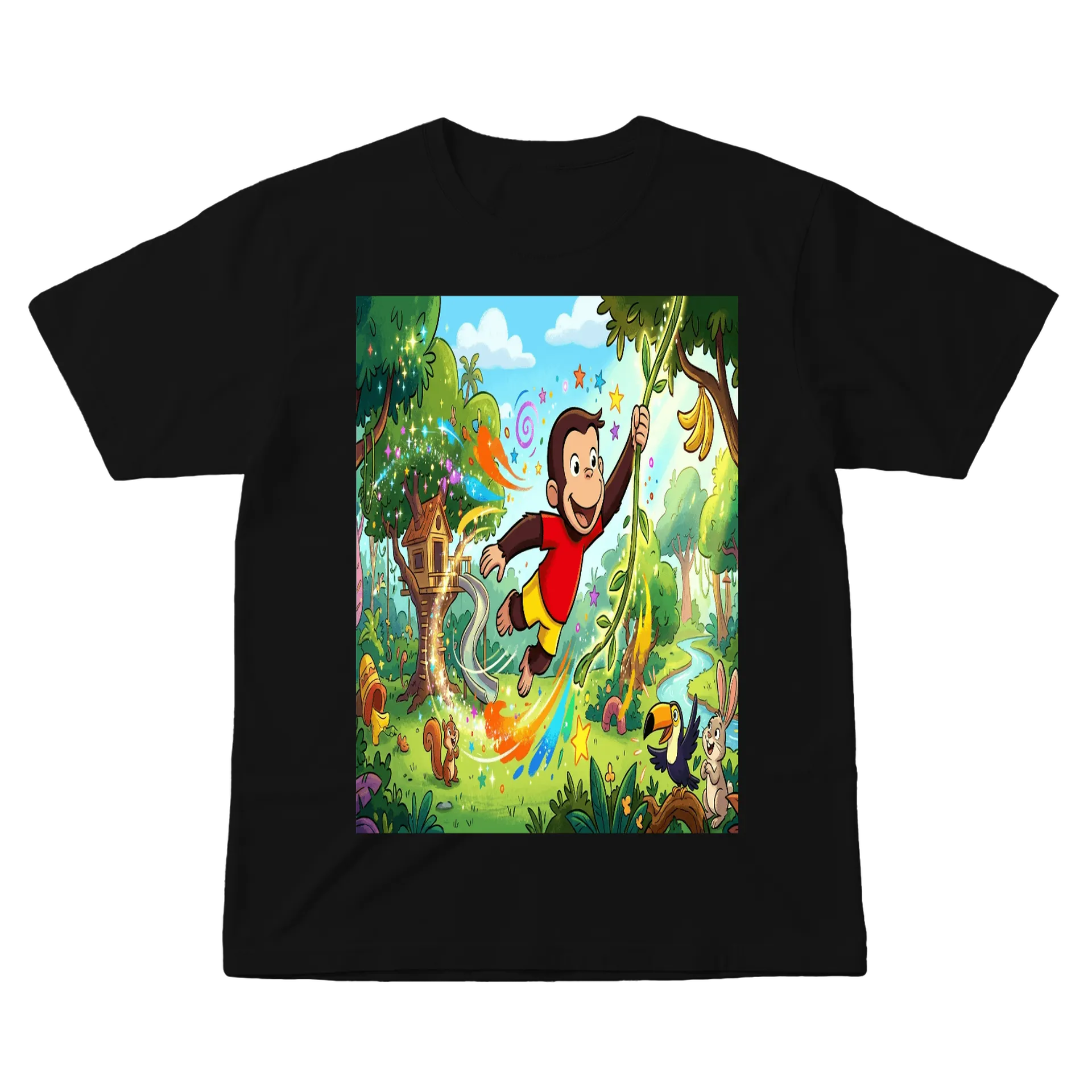 Camiseta Macaco George na Floresta 100% Algodão - Imagem 1