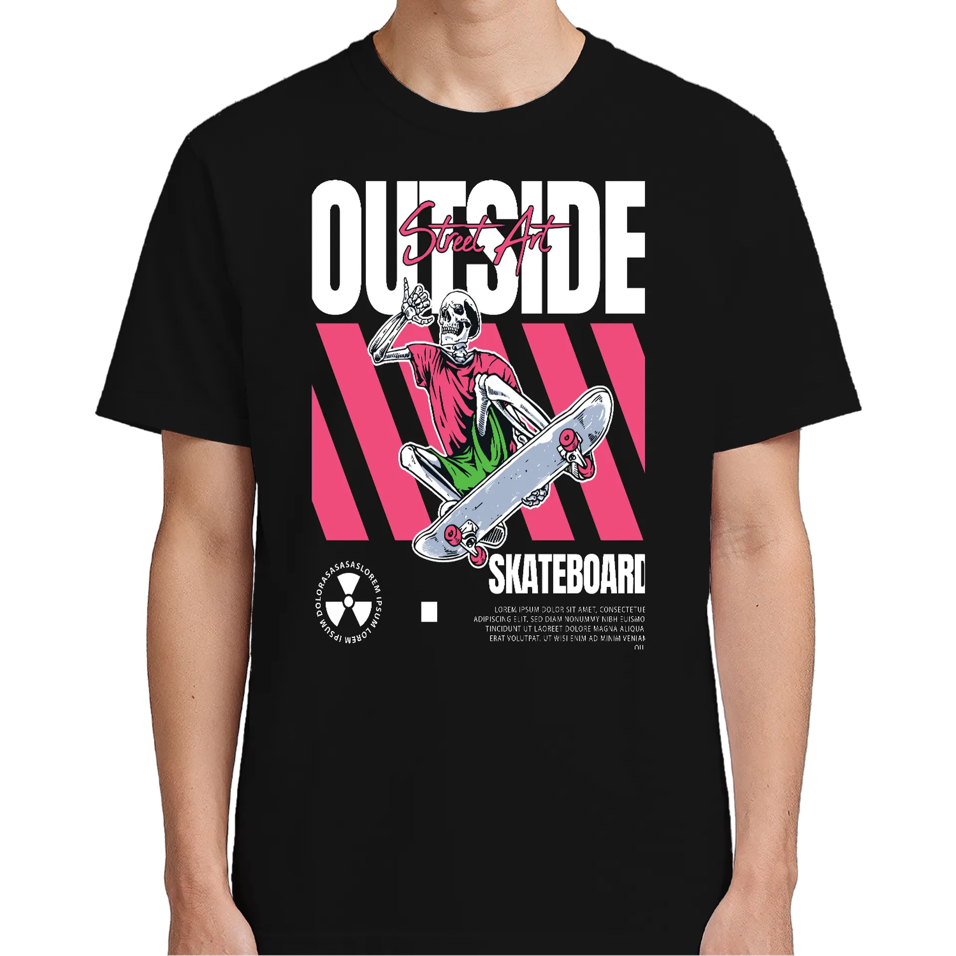 Camiseta Esqueleto Skateboard Estilo Street Art 100% Algodão - Imagem 5