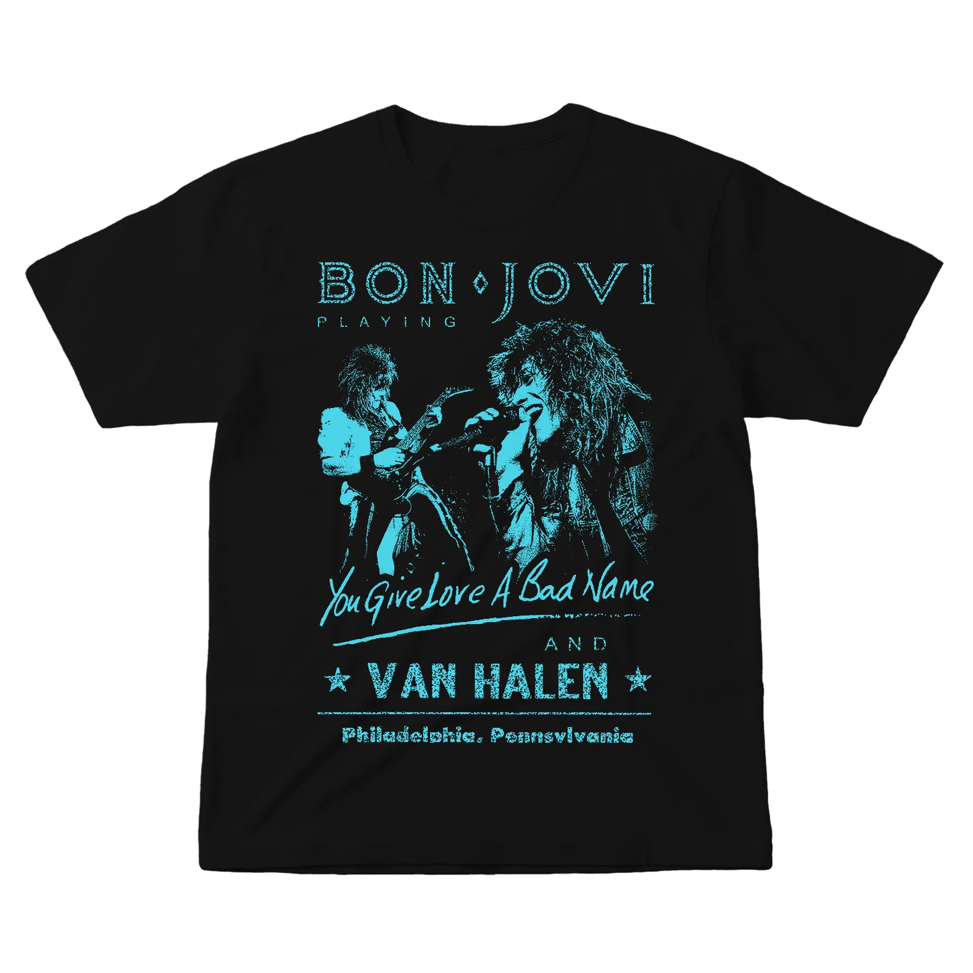 Camiseta Bon Jovi Van Halen 100% Algodão Preto - Imagem 1