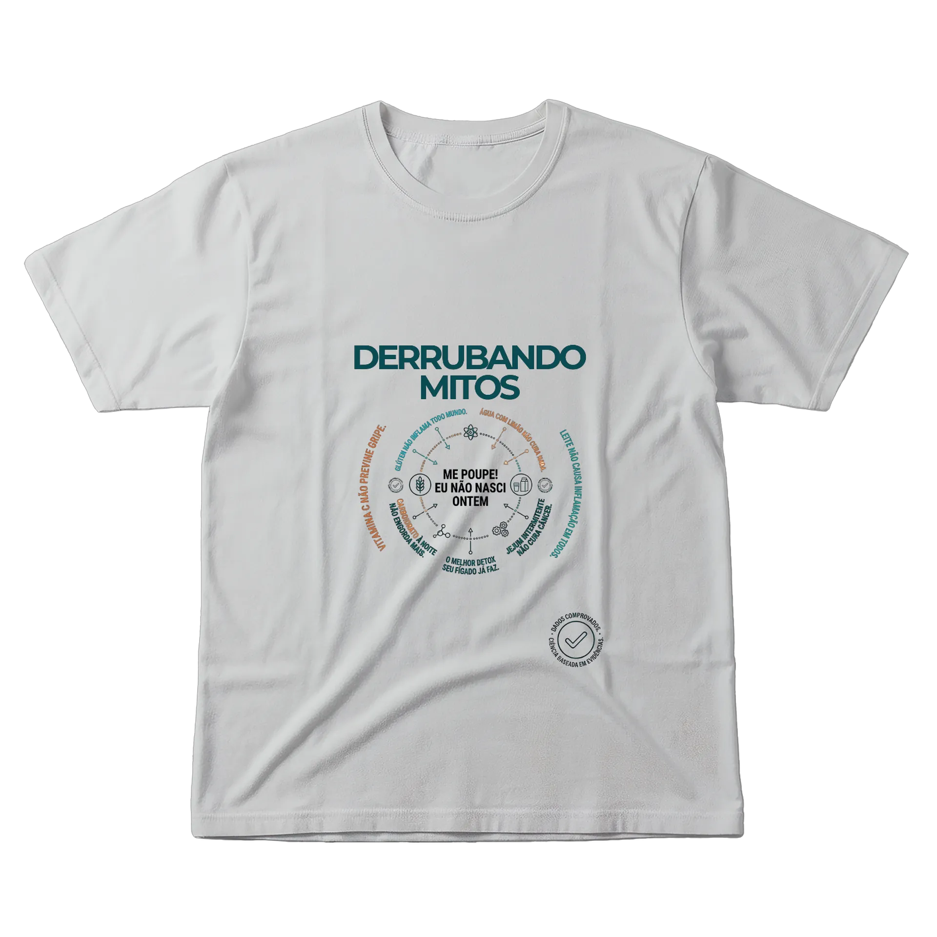 Camiseta Derrubando Mitos 100% Algodão Branco - Imagem 1