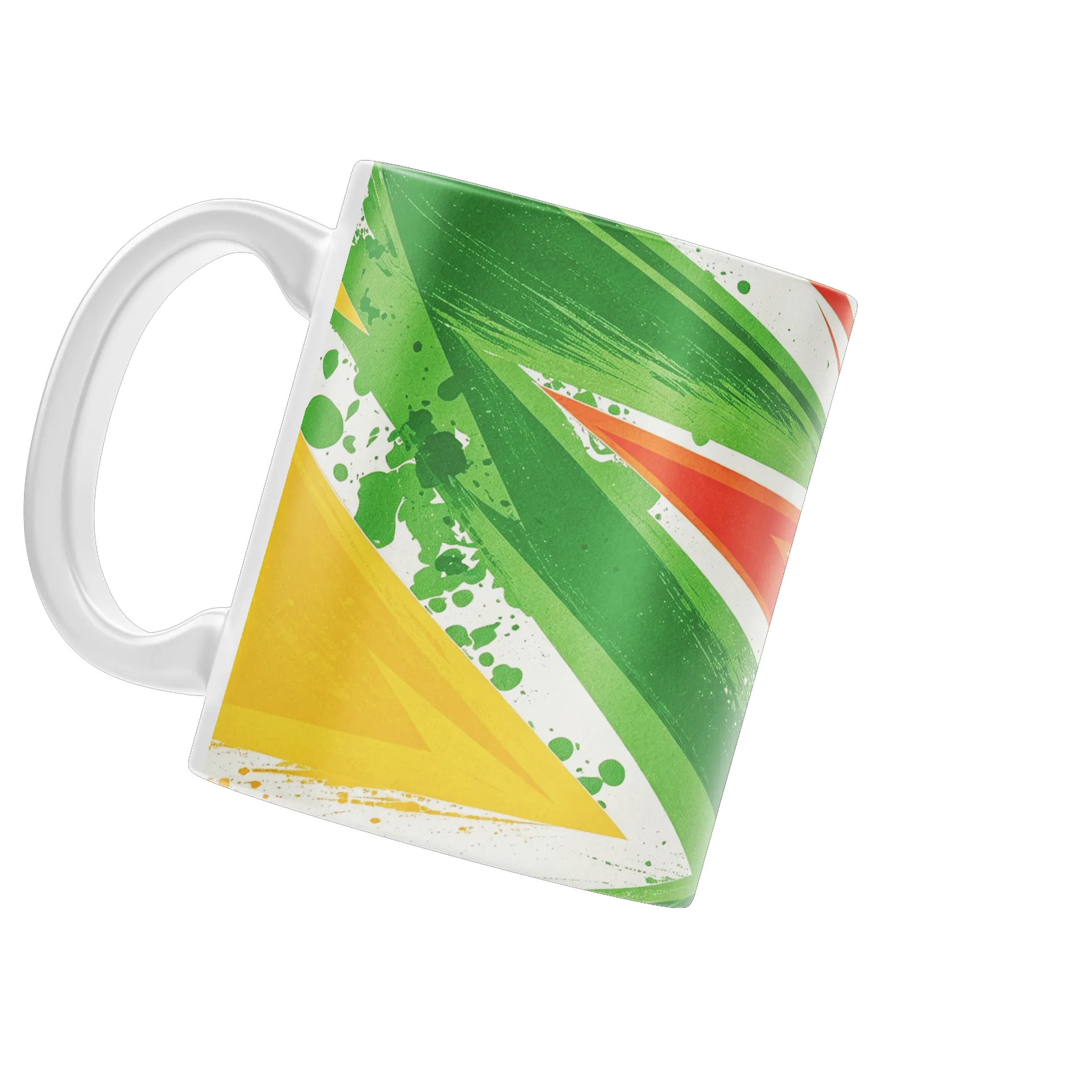 Caneca Cerâmica Estampa Abstrata Verde Laranja 325ml - Imagem 3