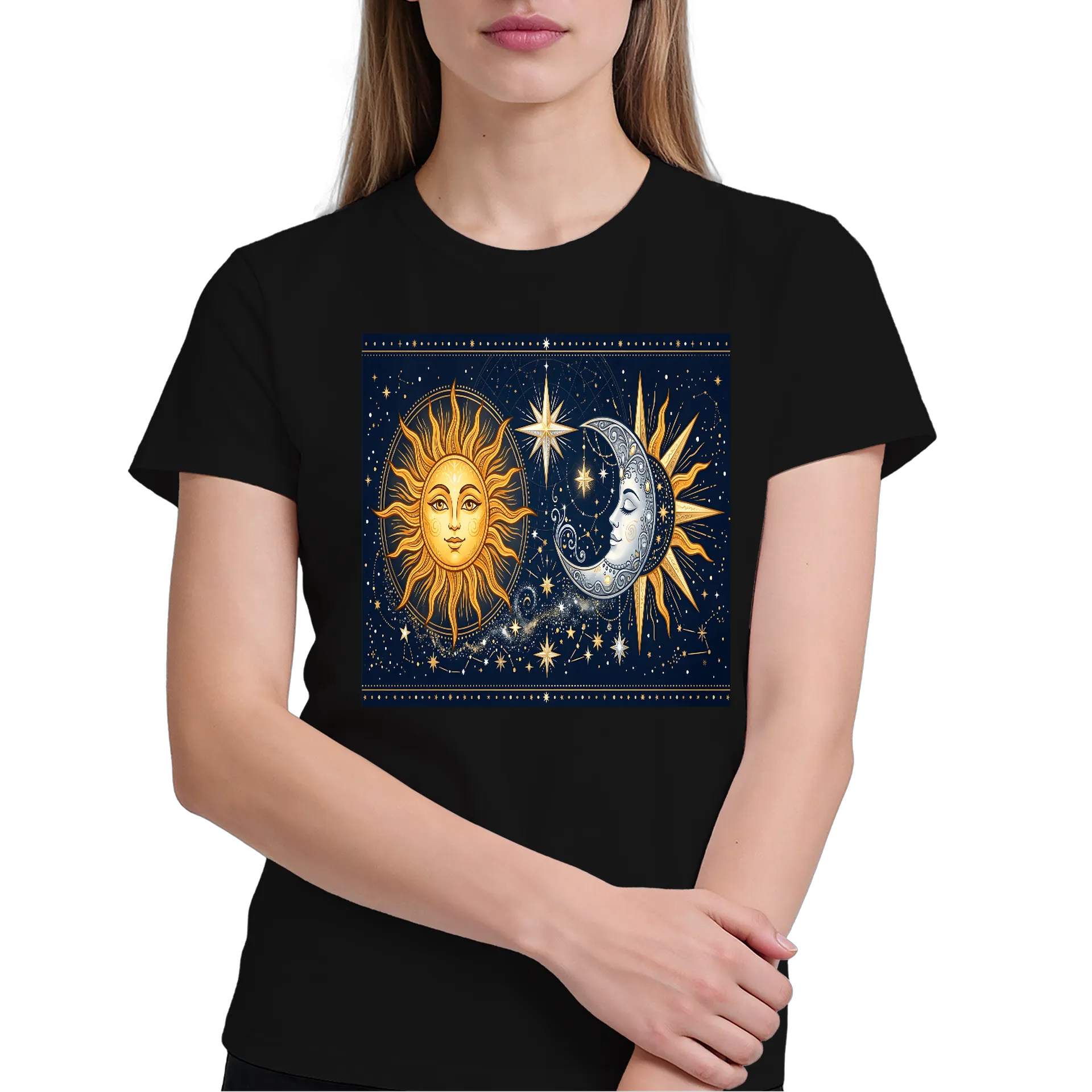 Camiseta Sol e Lua Celestial Estrelas 100% Algodão - Imagem 3