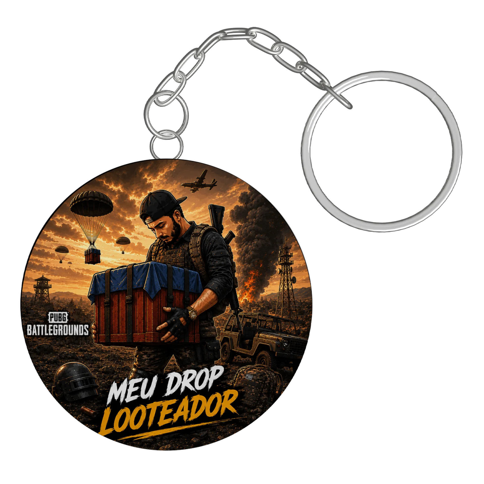 Chaveiro MDF Lootador PUBG 5x5cm de Wan