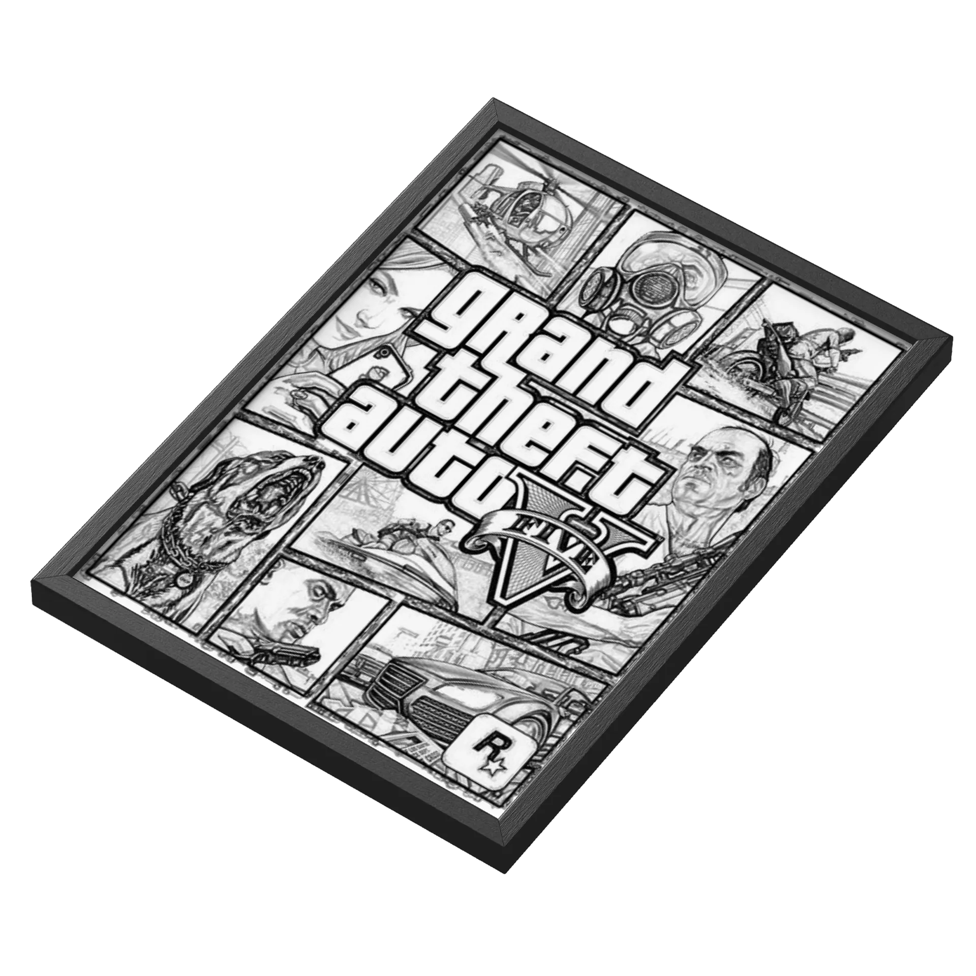 Quadro Grand Theft Auto V Estampa A3 MDF e Vidro - Imagem 3