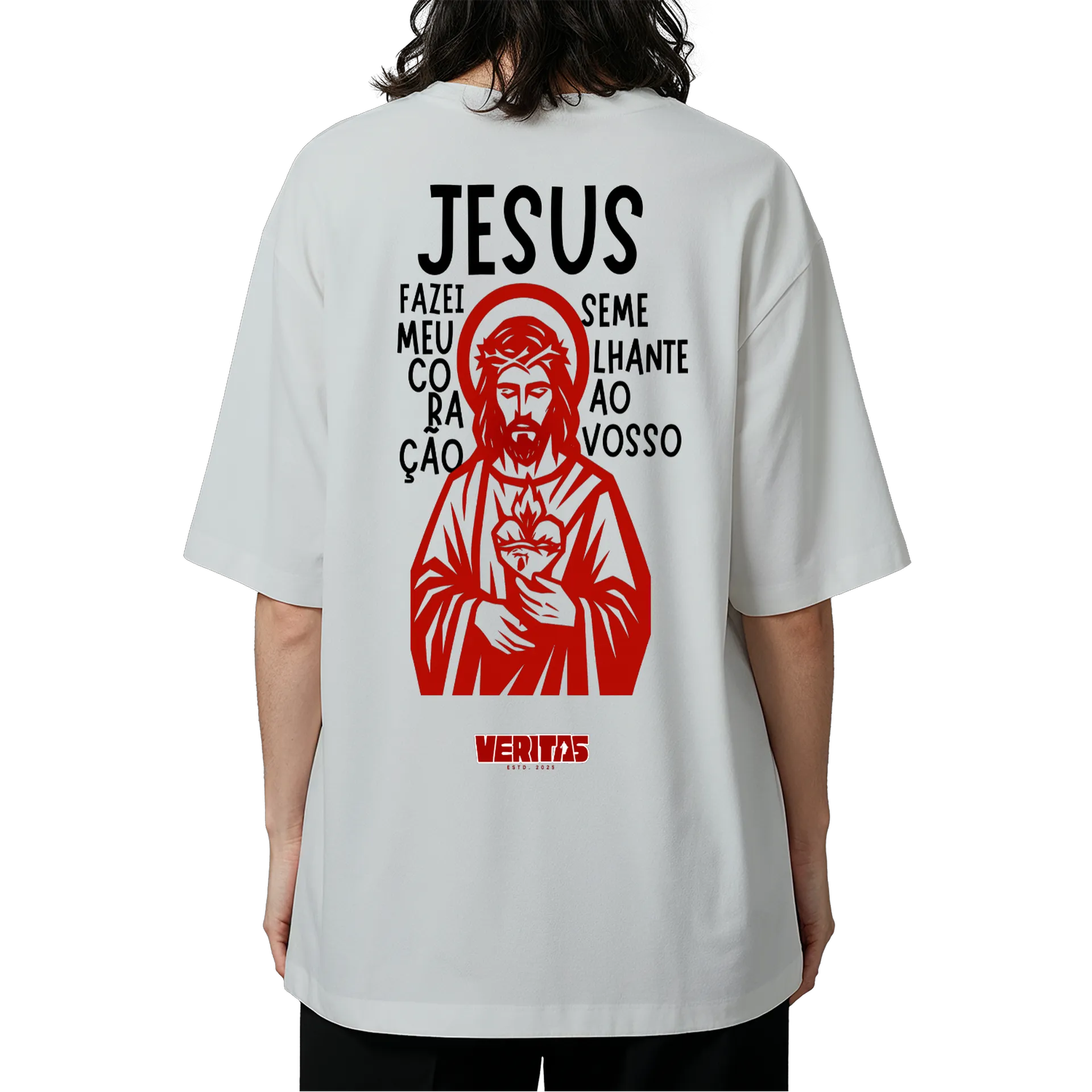 Camiseta Oversized - Sagrado Coração de Jesus - Vermelho - Imagem 5