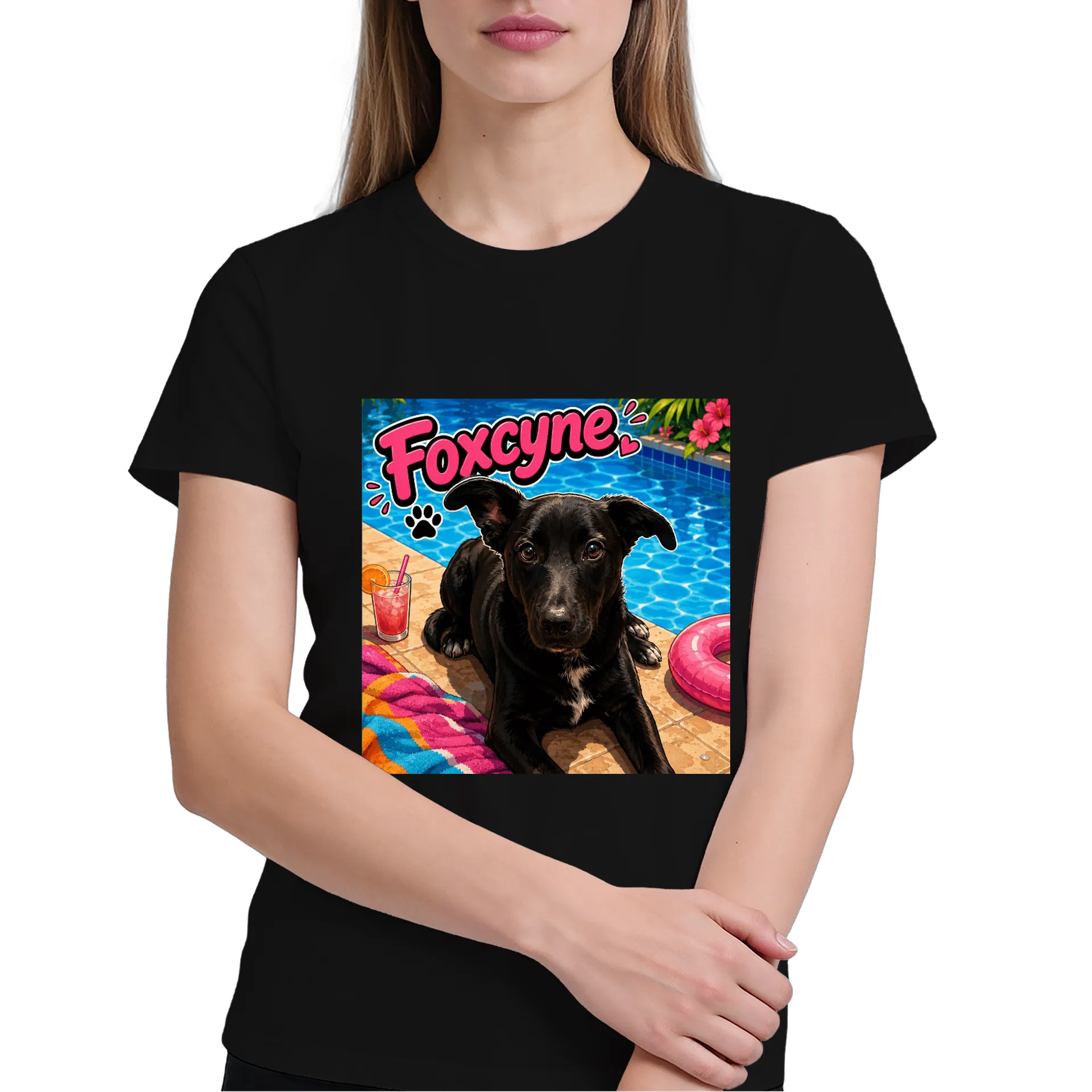 Camiseta Cão Preto Estilo Cartoon 100% Algodão - Imagem 4