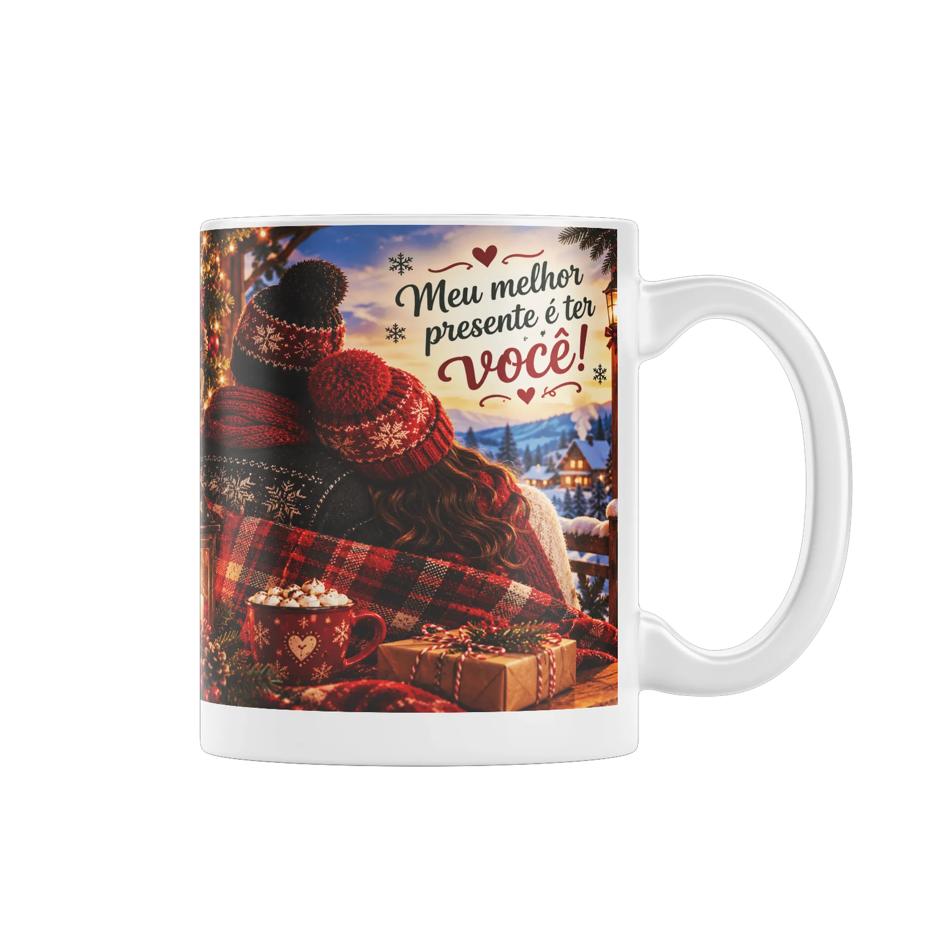 Caneca Natal Romântico com Frase Meu Melhor Presente 325ml - Imagem 1