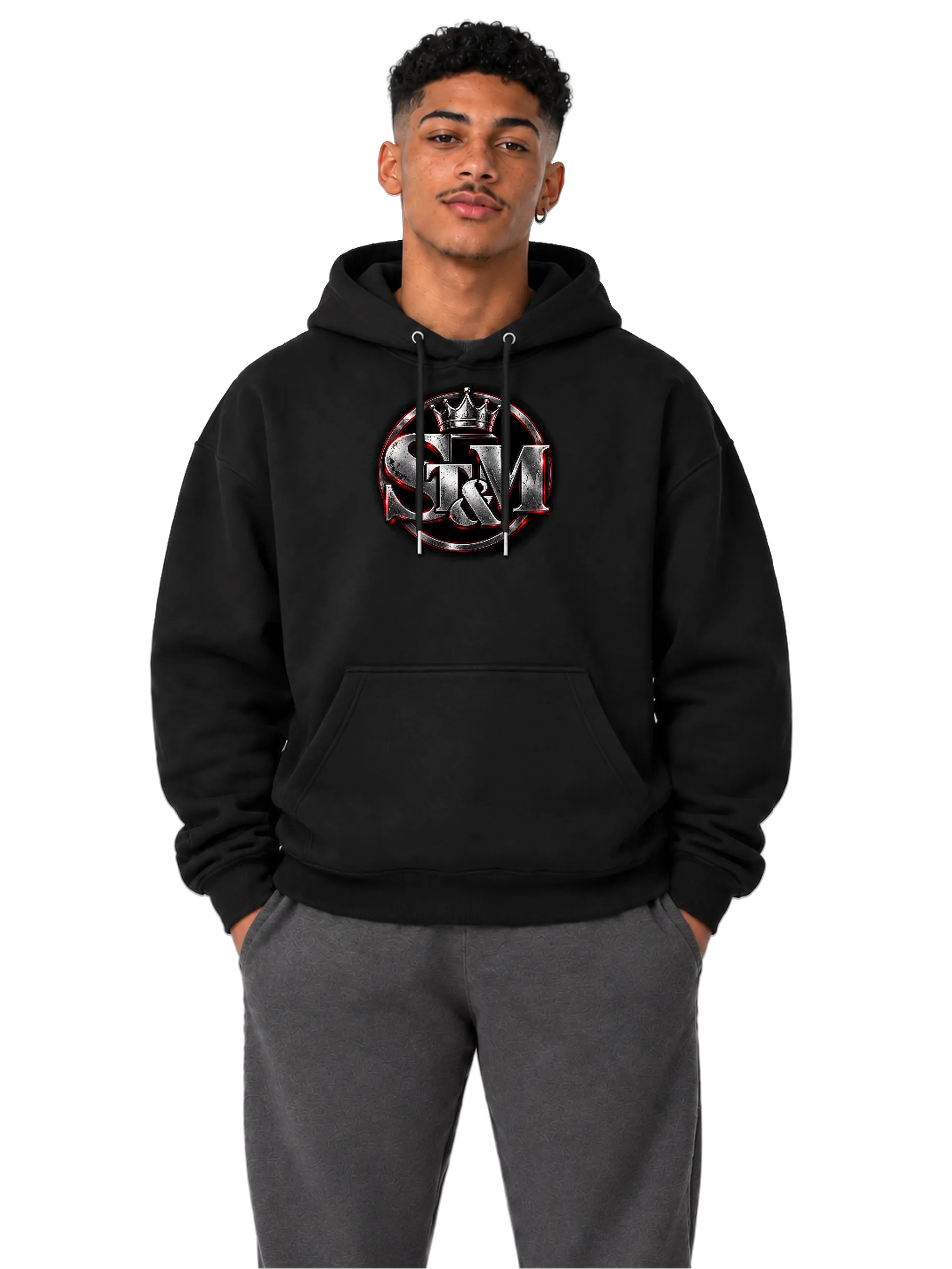 Blusa Moletom Estampa ST&M Logo Grafite Textura - Imagem 3
