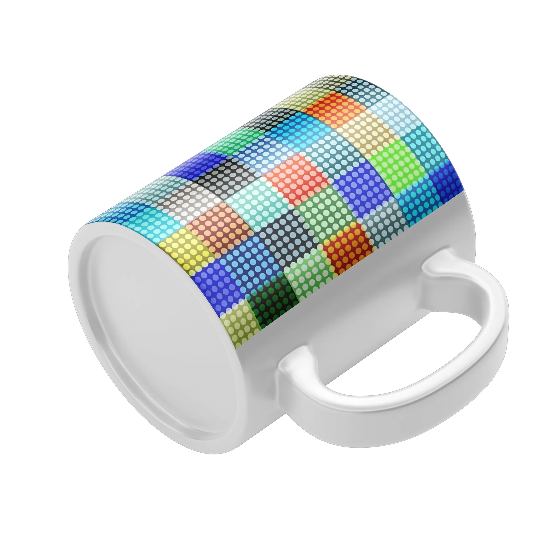 Caneca Porcelana Estampa Abstrata Pontos Coloridos 325ml - Imagem 4