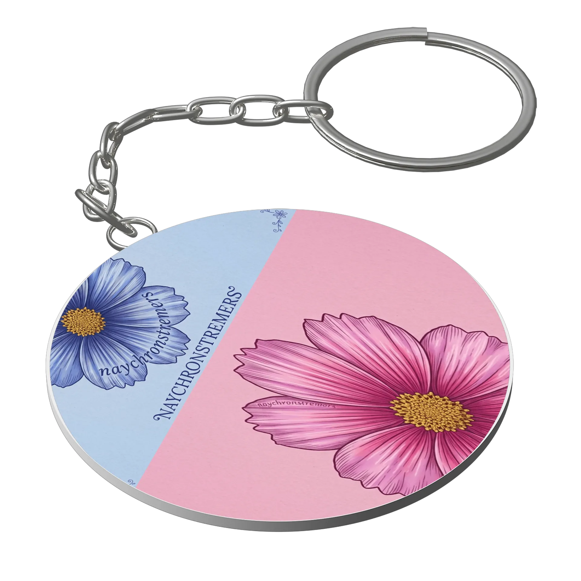 Chaveiro MDF Flores Ilustradas Naychronstreamers Floral - Imagem 1