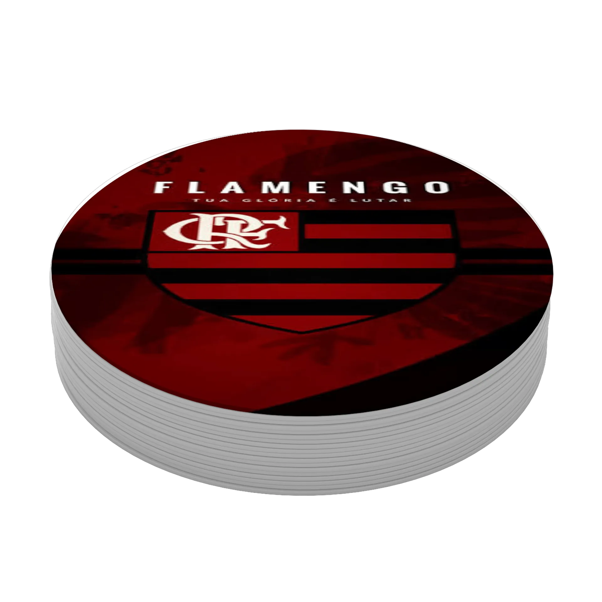 Porta-copo Flamengo Listras Vermelhas e Pretas MDF - Imagem 3