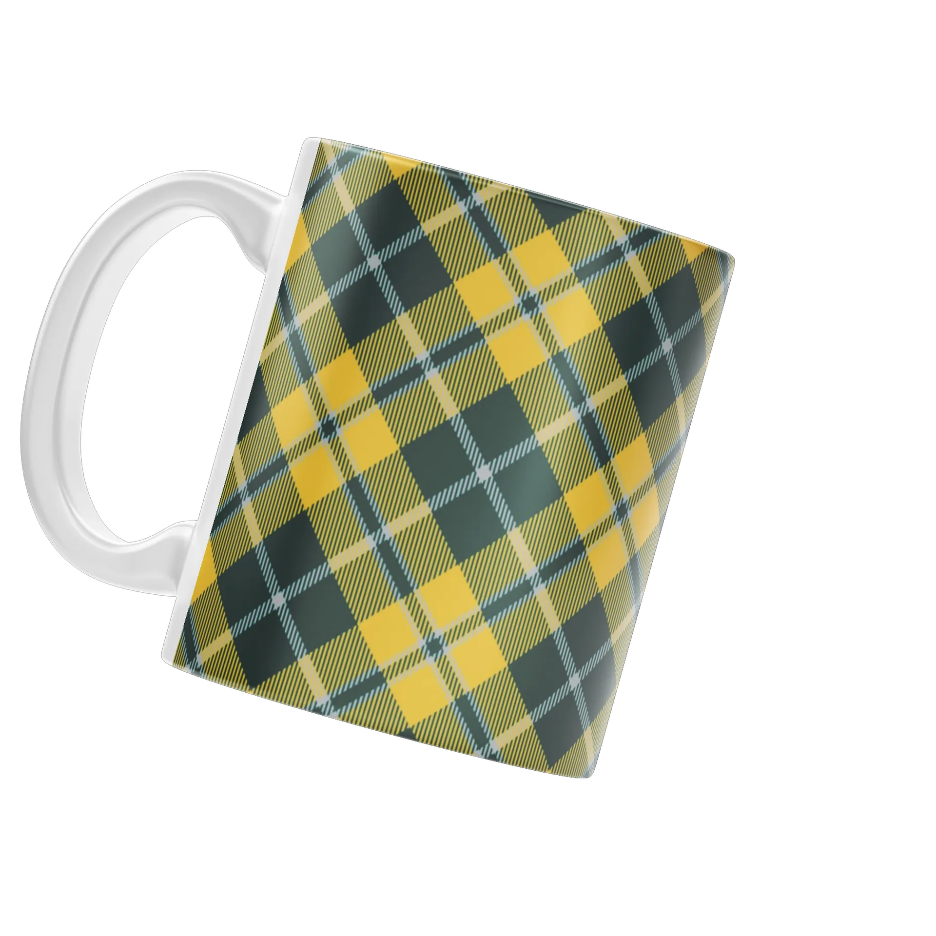 Caneca Porcelana Quadratinho Amarelo Verde 325ml - Imagem 3