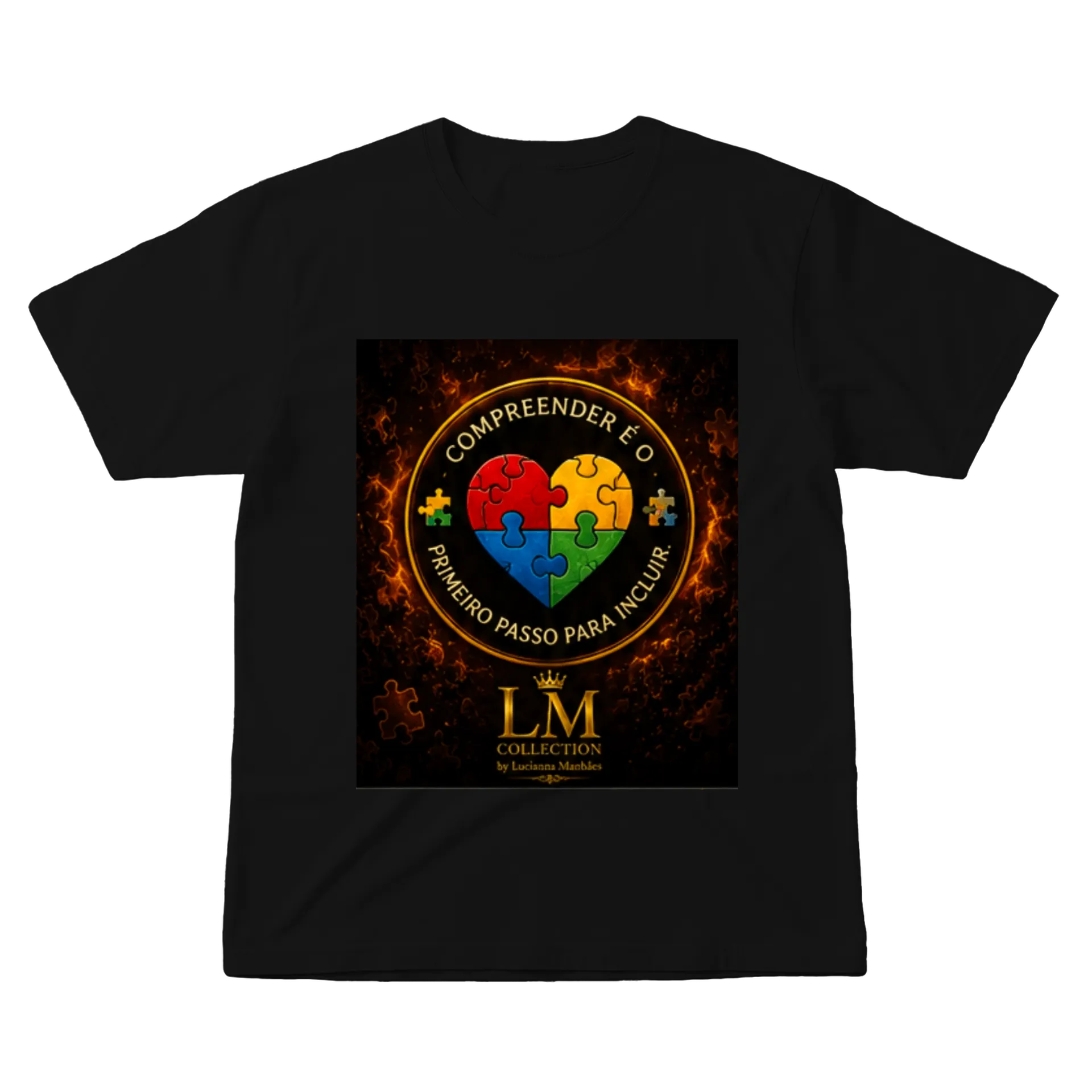Camiseta Estampa Coração Quebra-Cabeça 100% Algodão - Imagem 1