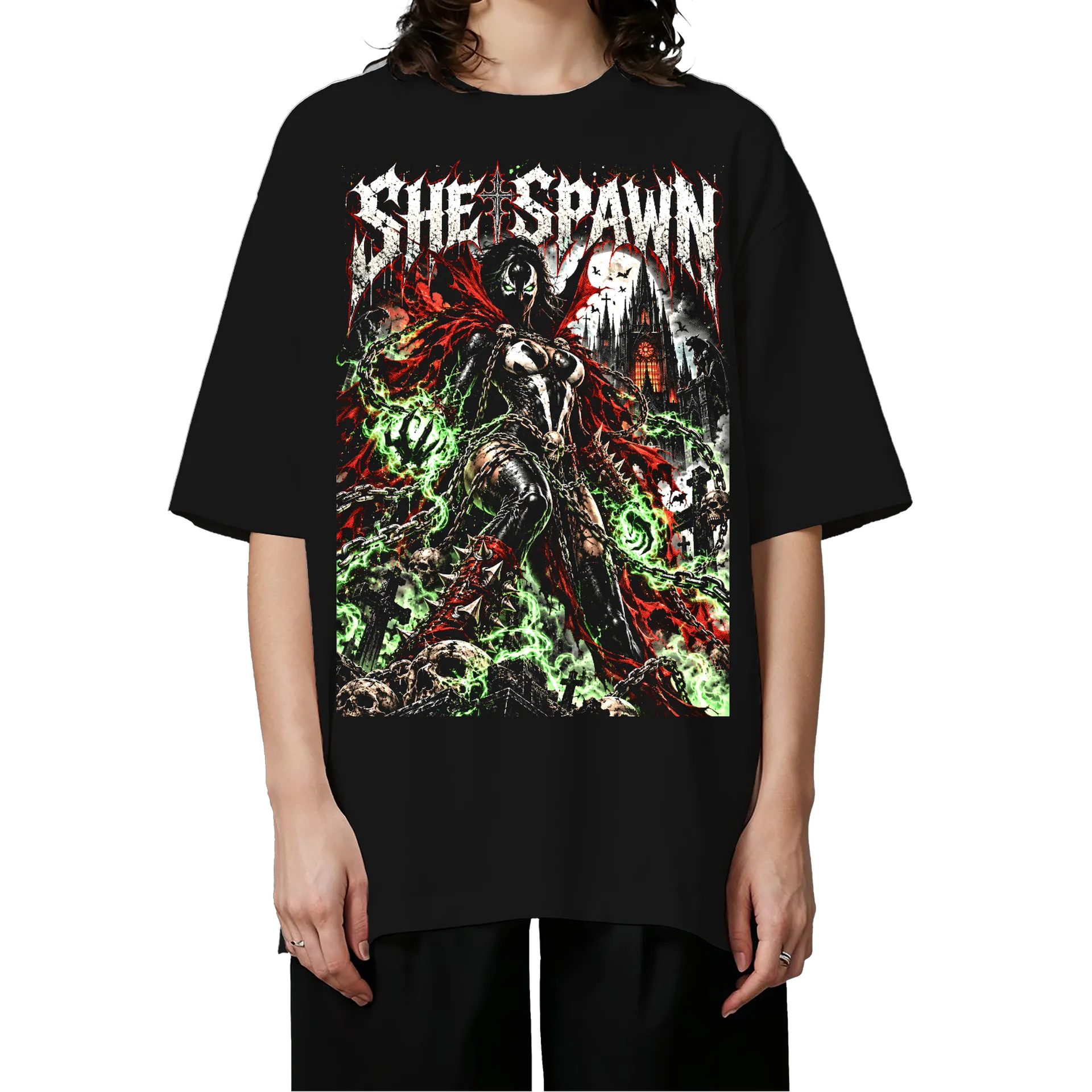 Camiseta Oversized She Spawn Premium - Estampa Peito - Imagem 3