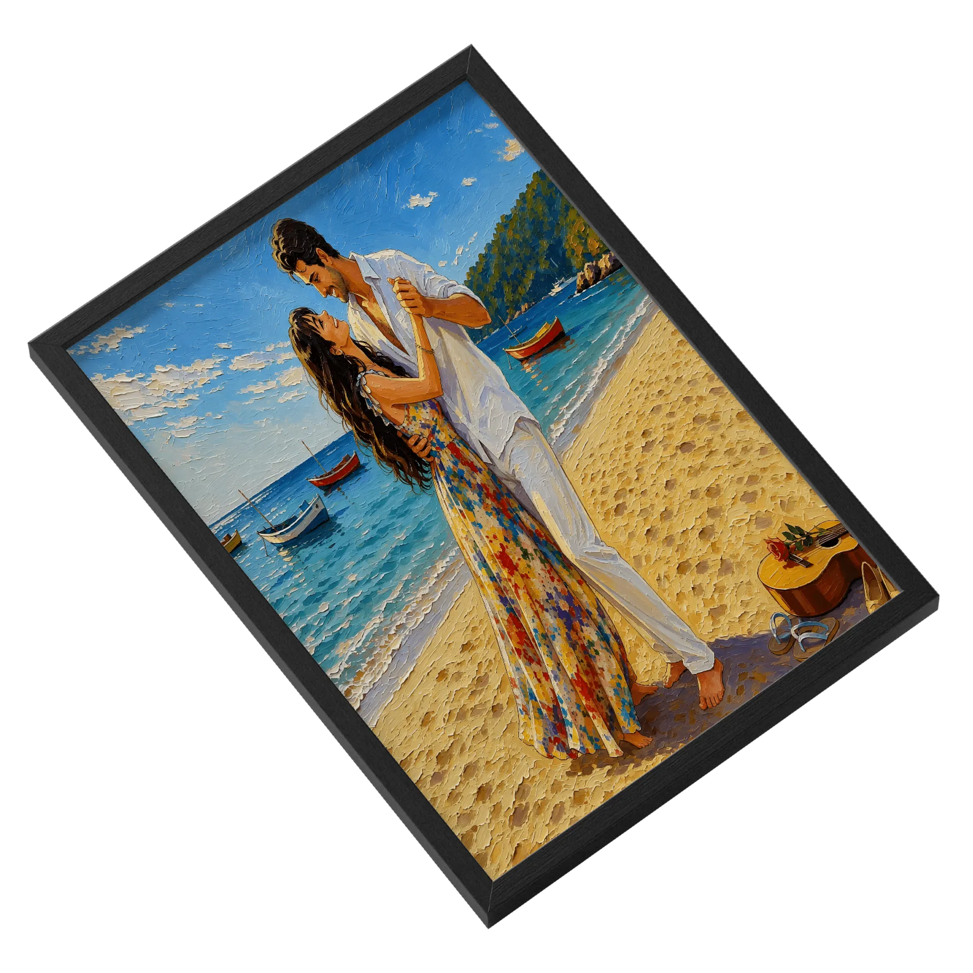 Quadro Casal Dançando na Praia A3 MDF e Vidro - Imagem 2