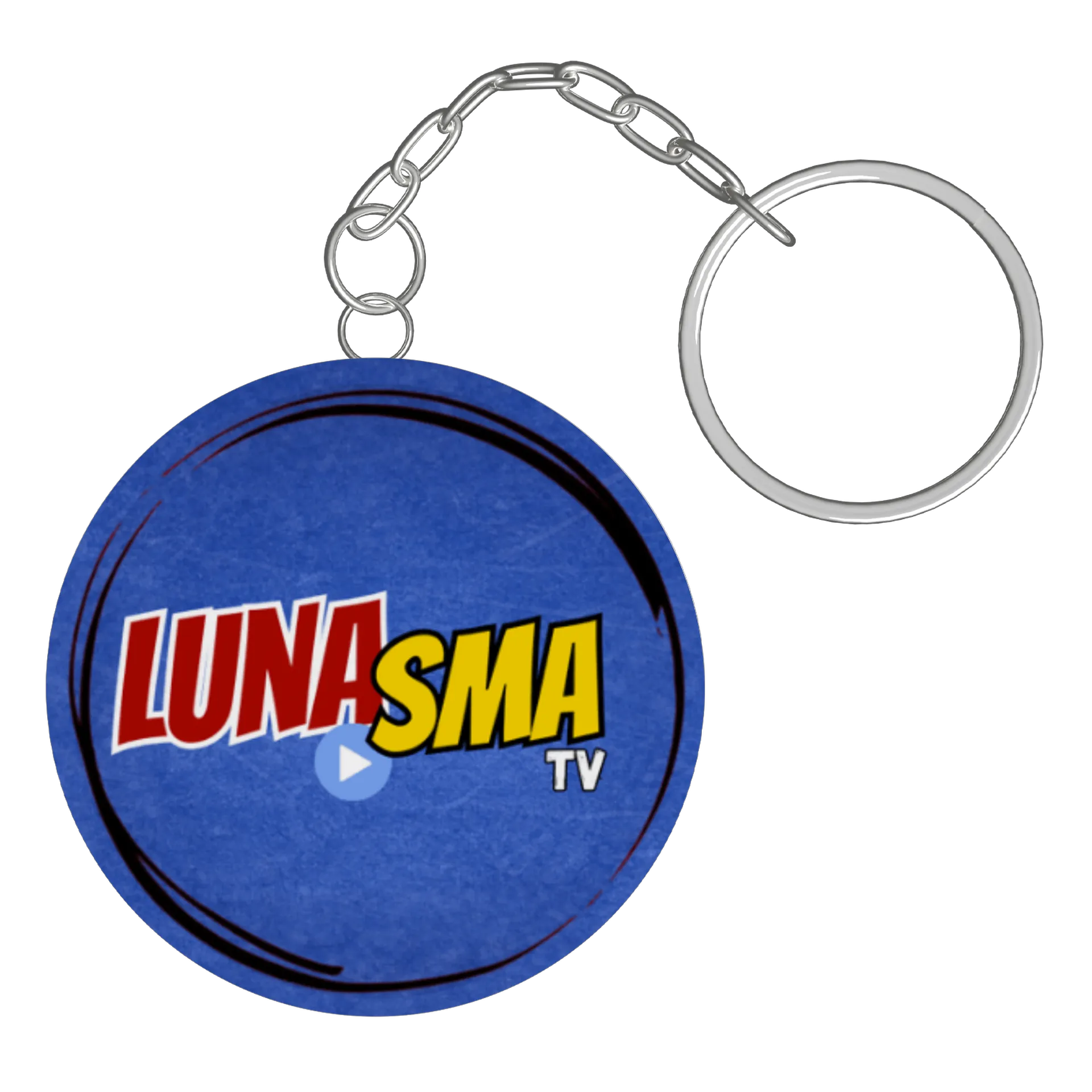 Chaveiro MDF Logo Lunasma TV Redondo Azul e Amarelo - Imagem 2