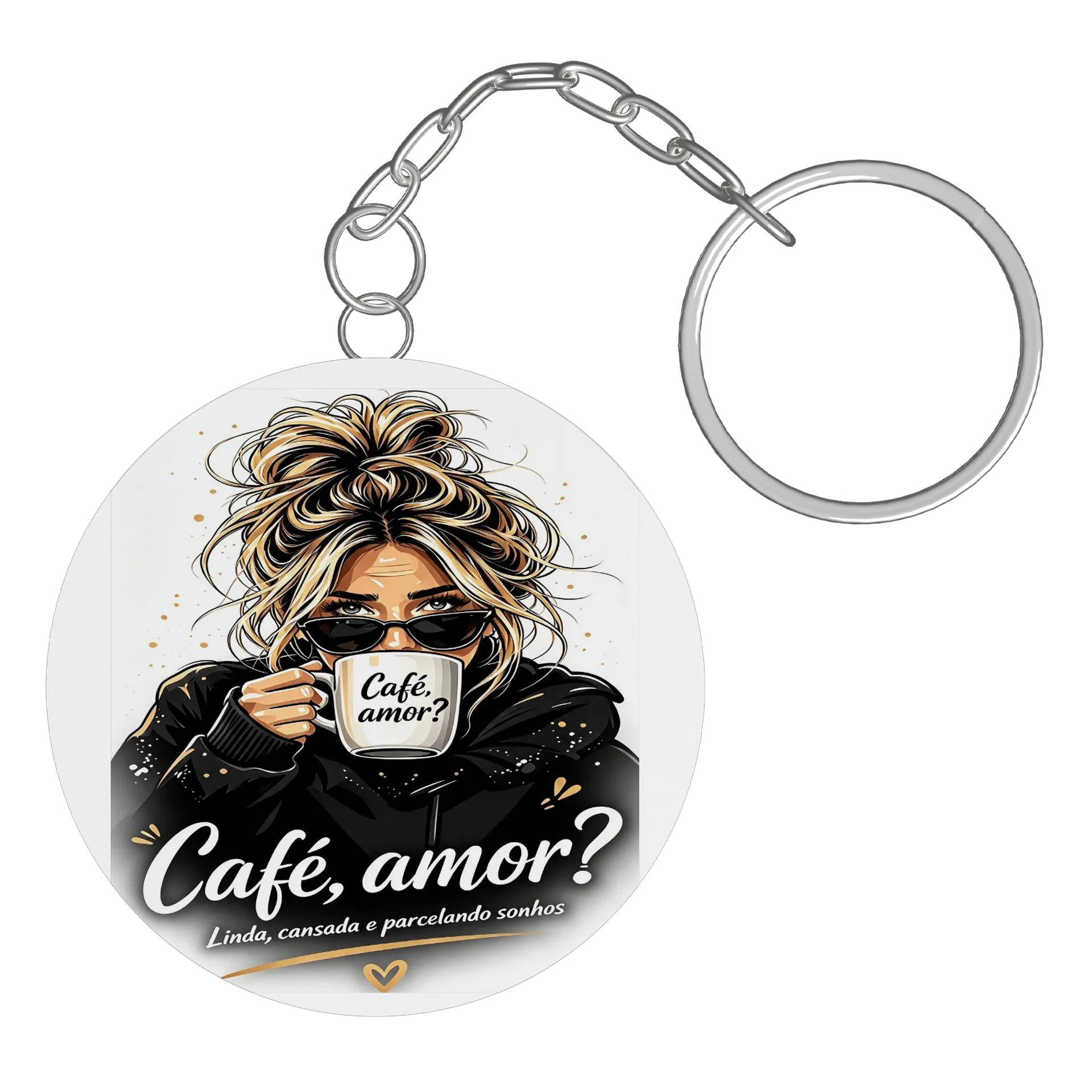 Chaveiro personalizado Café, Amor? de Graciele Rosa  — imagem 2 de 3