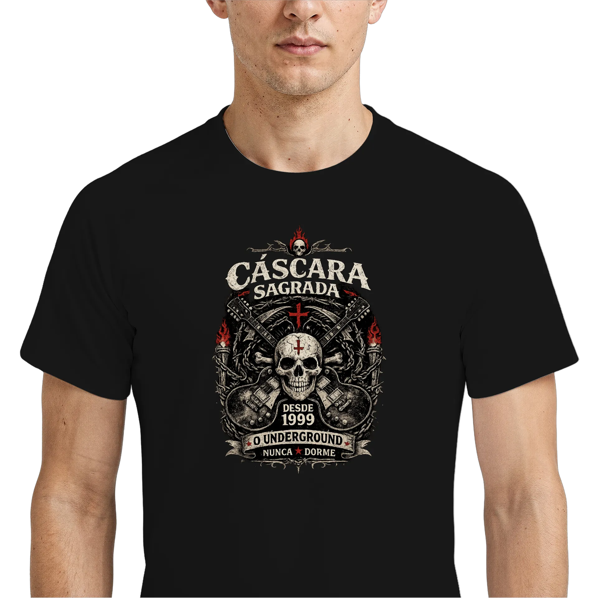 Camiseta Dry Fit Caveira Guitarras Estampa Personalizada - Imagem 4