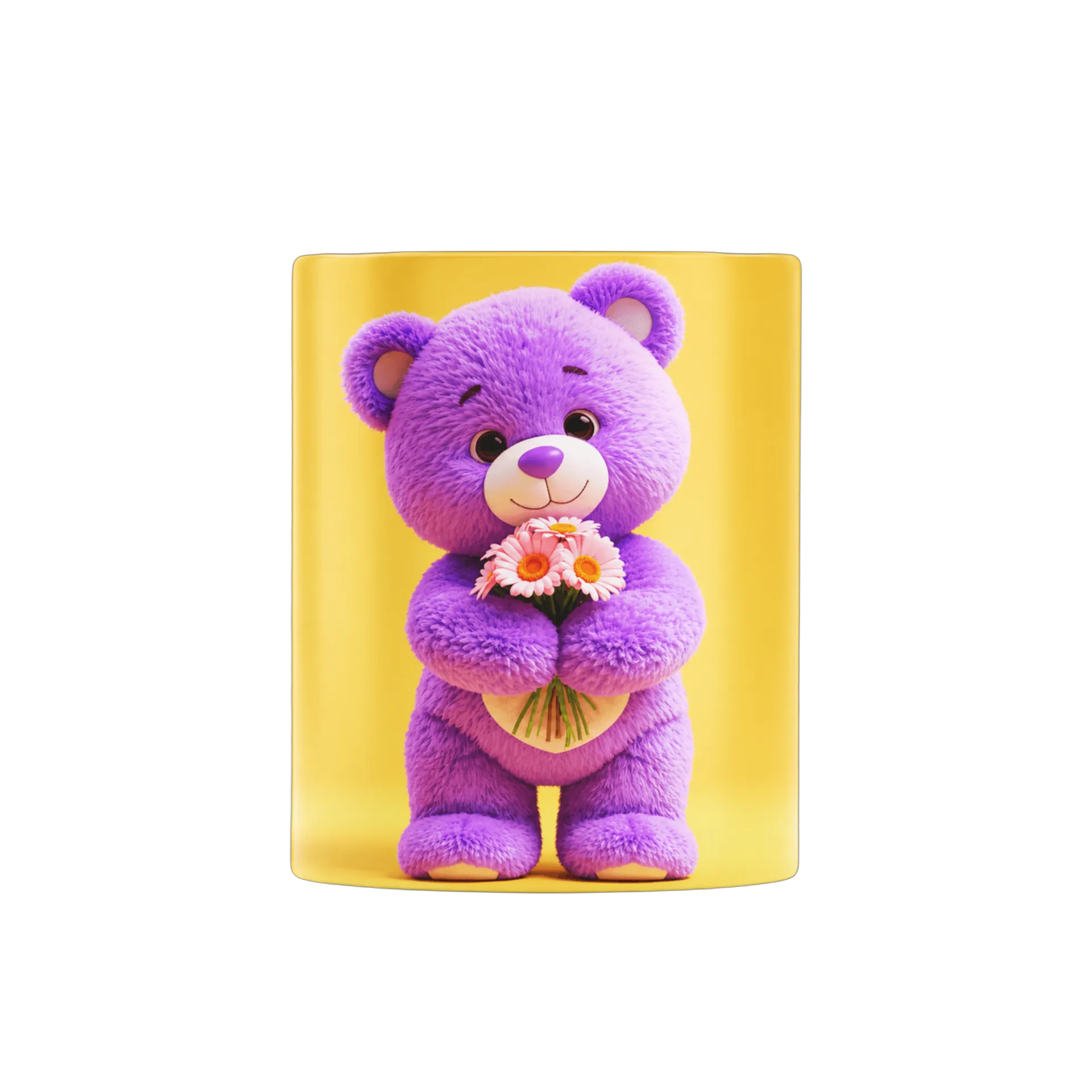 Caneca Urso Roxo com Buquê de Flores 325ml - Imagem 2