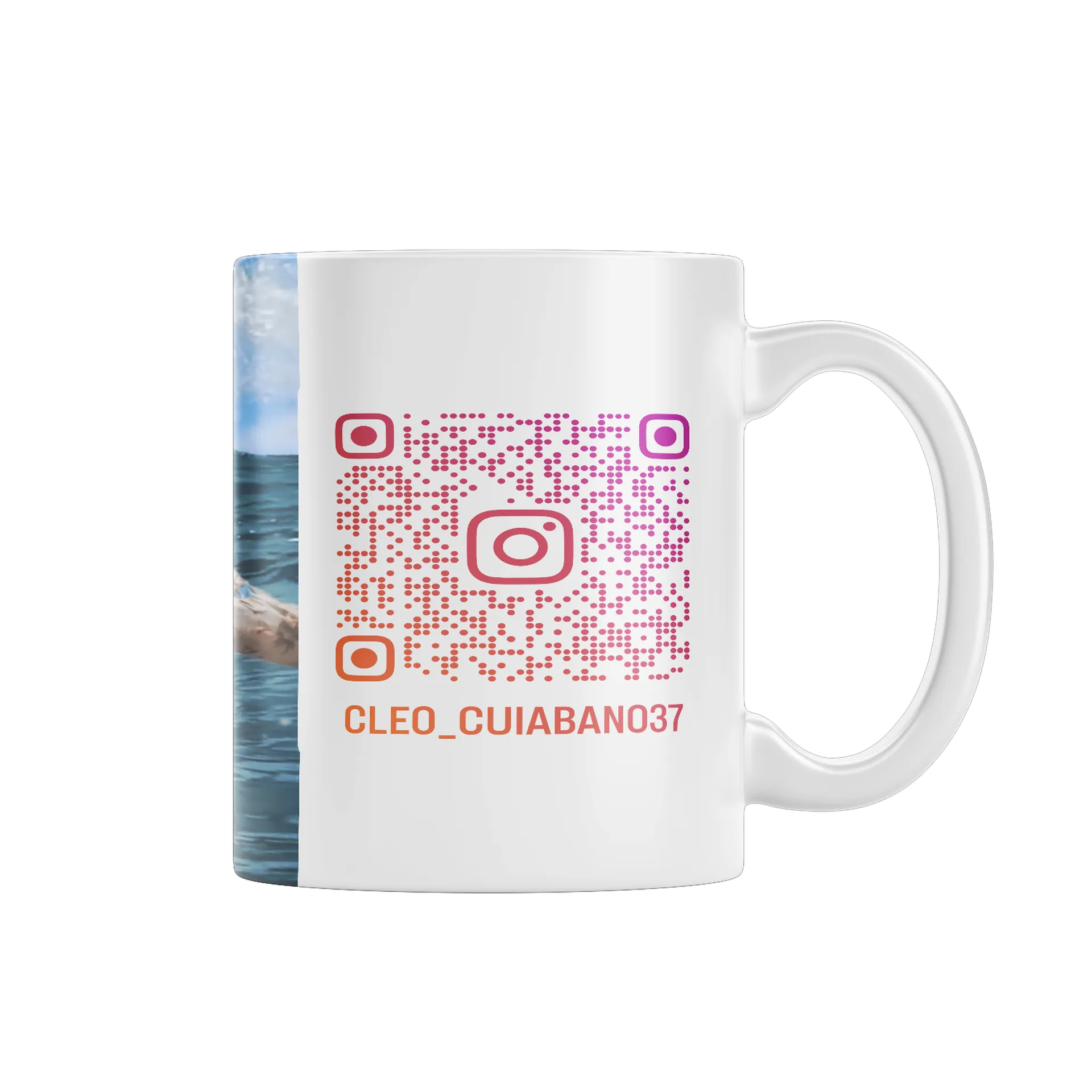 Caneca Porcelana Praia e Onda 325ml de cleodearaujo — imagem 1 de 3