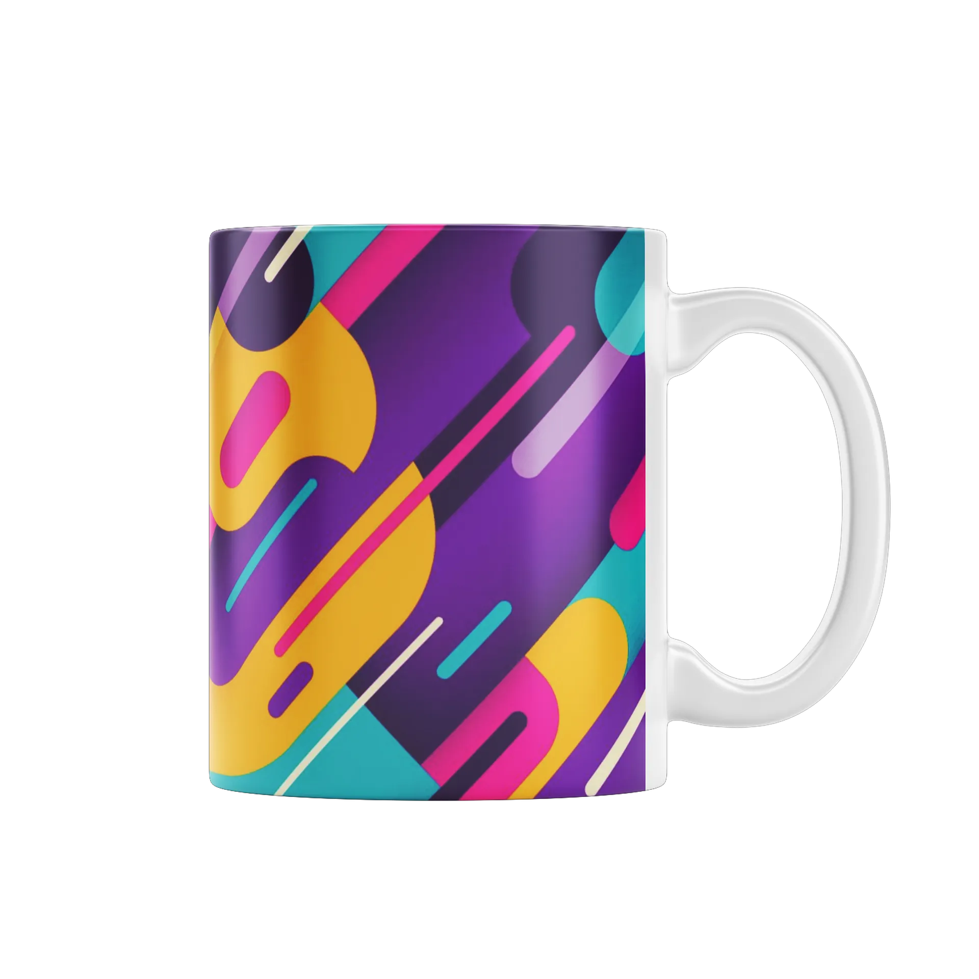 Caneca Porcelana Estampa Abstrata Neon 325ml - Imagem 1