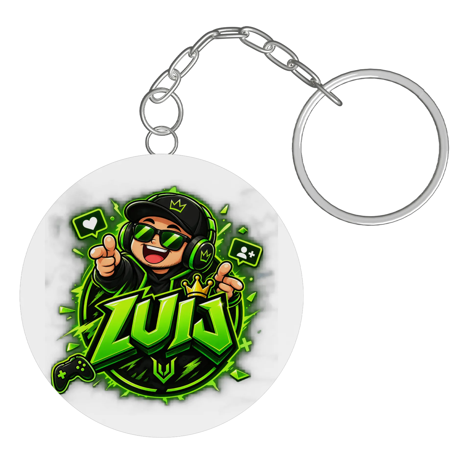 Chaveiro Streamer de Boné e Headset Estilo Cartoon MDF - Imagem 2