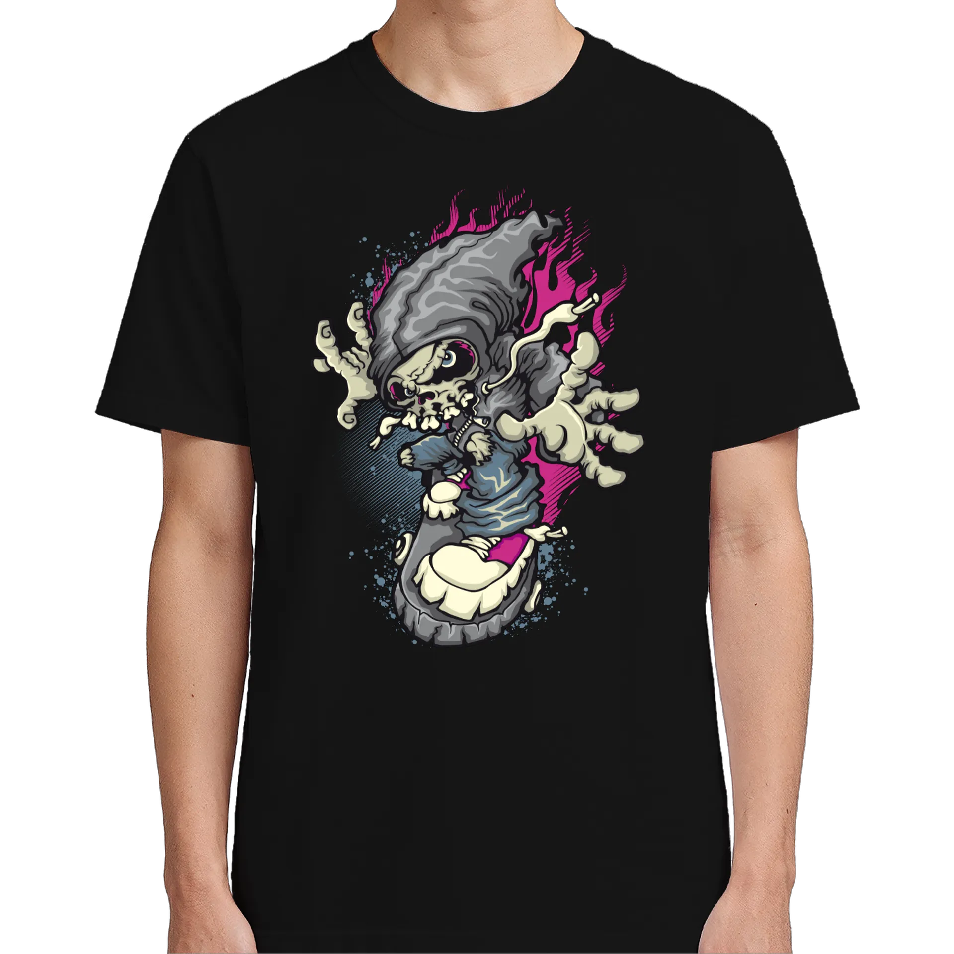 Camiseta Estampa Esqueleto com Moletom 100% Algodão - Imagem 5