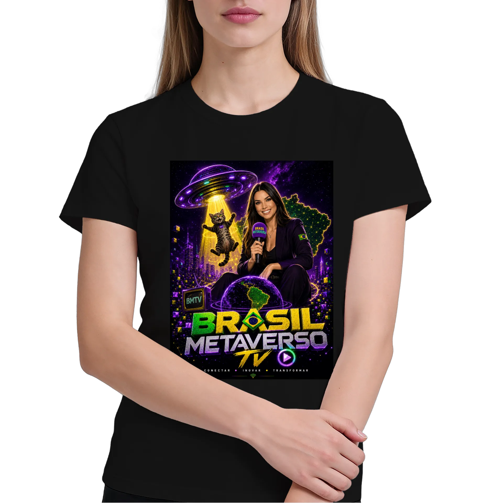 Camiseta Personalizada Estampa Preto 100% Algodão - Imagem 4