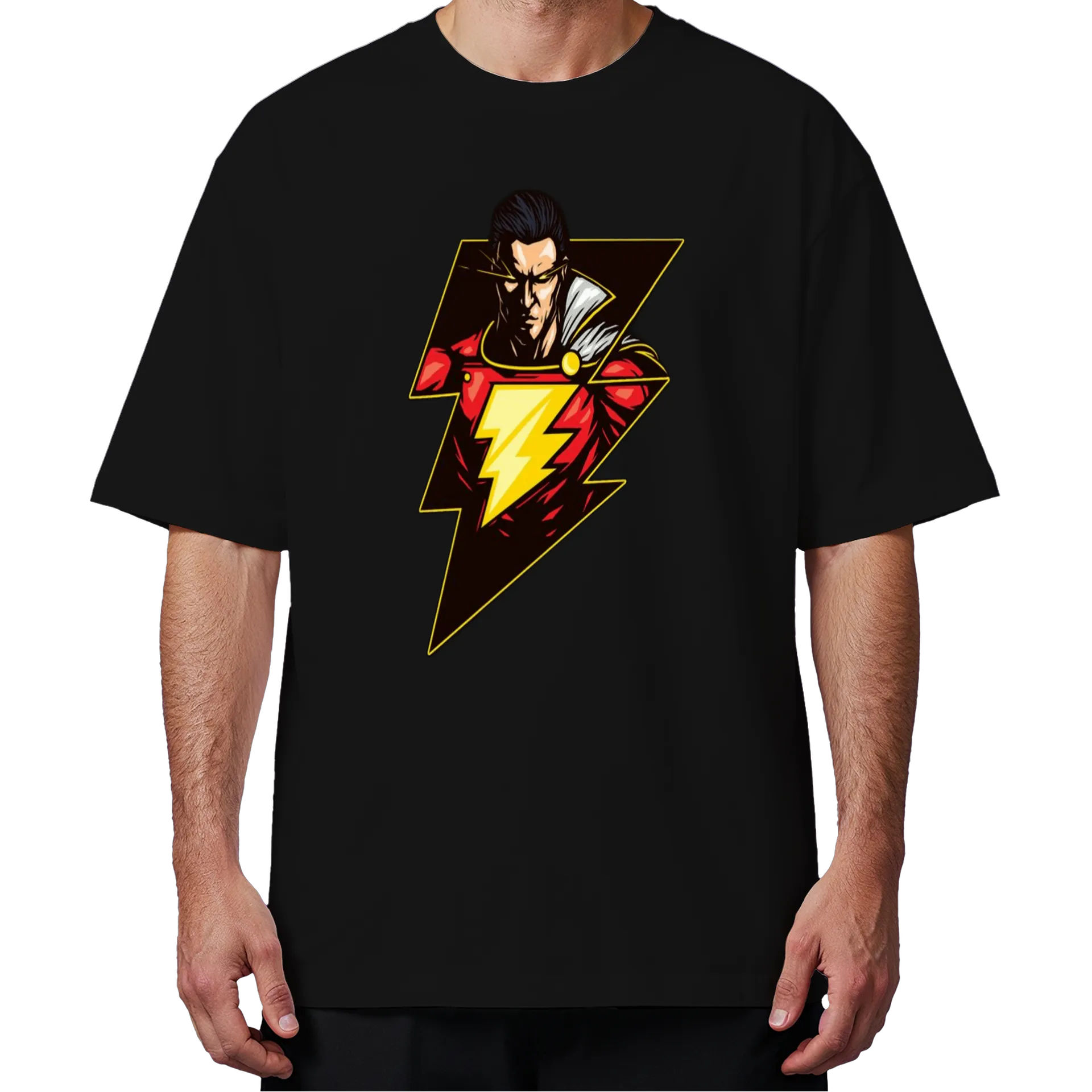Camiseta Oversized Super-herói Estilo Cartoon Preto - Imagem 4