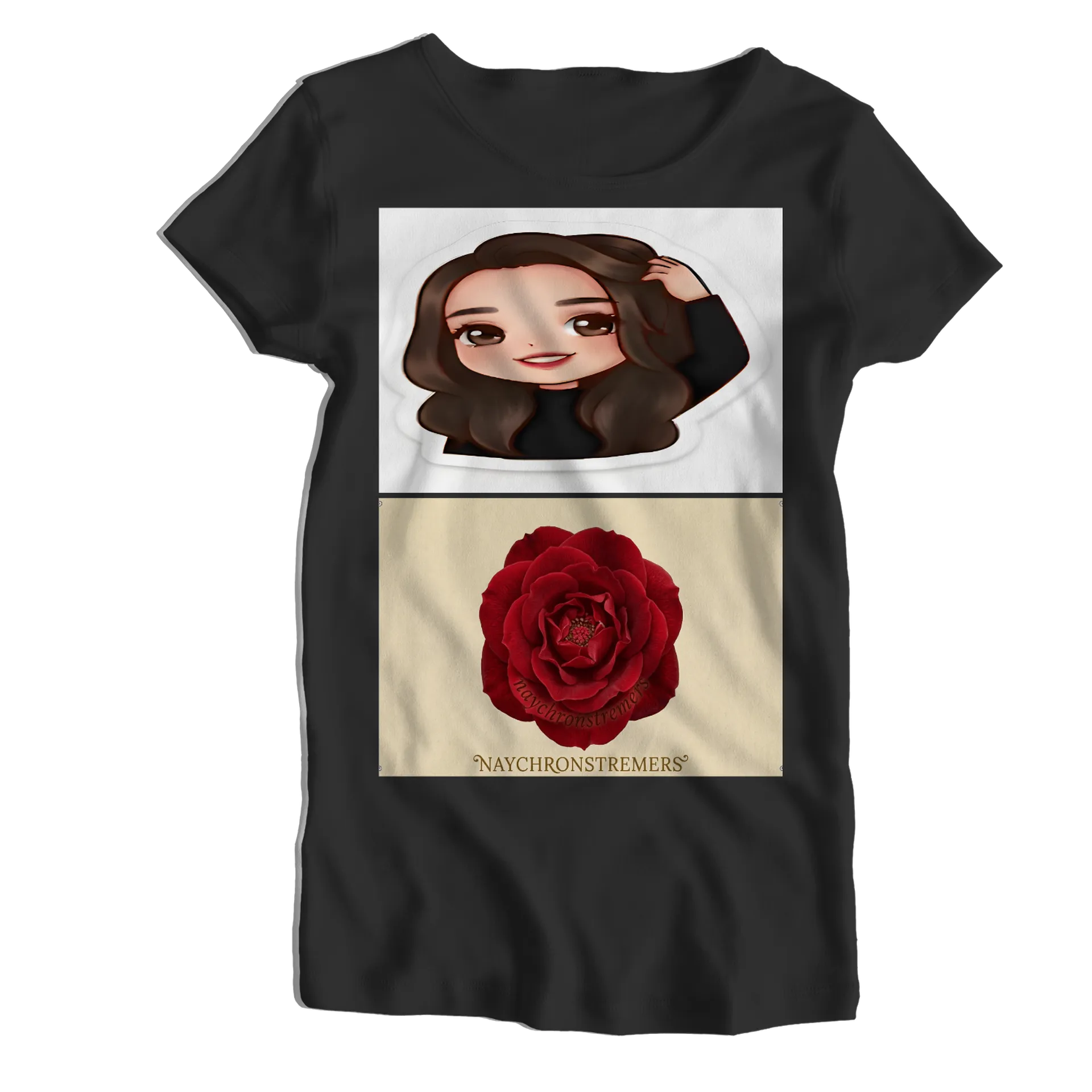Camiseta Babylook Naychronstreamers Rosa Vermelha 100% - Imagem 1