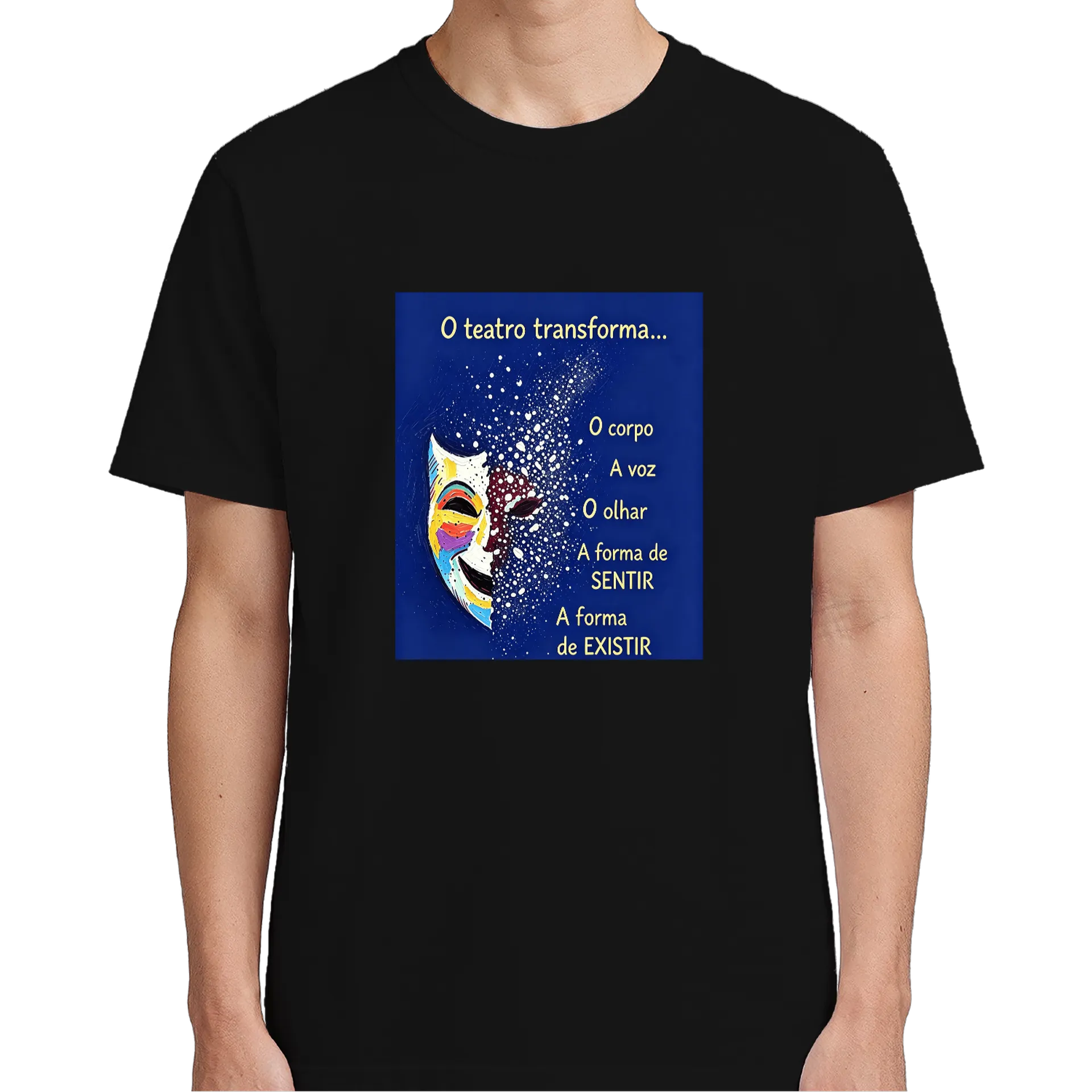 Camiseta Arte Teatral Máscara Neon 100% Algodão - Imagem 5