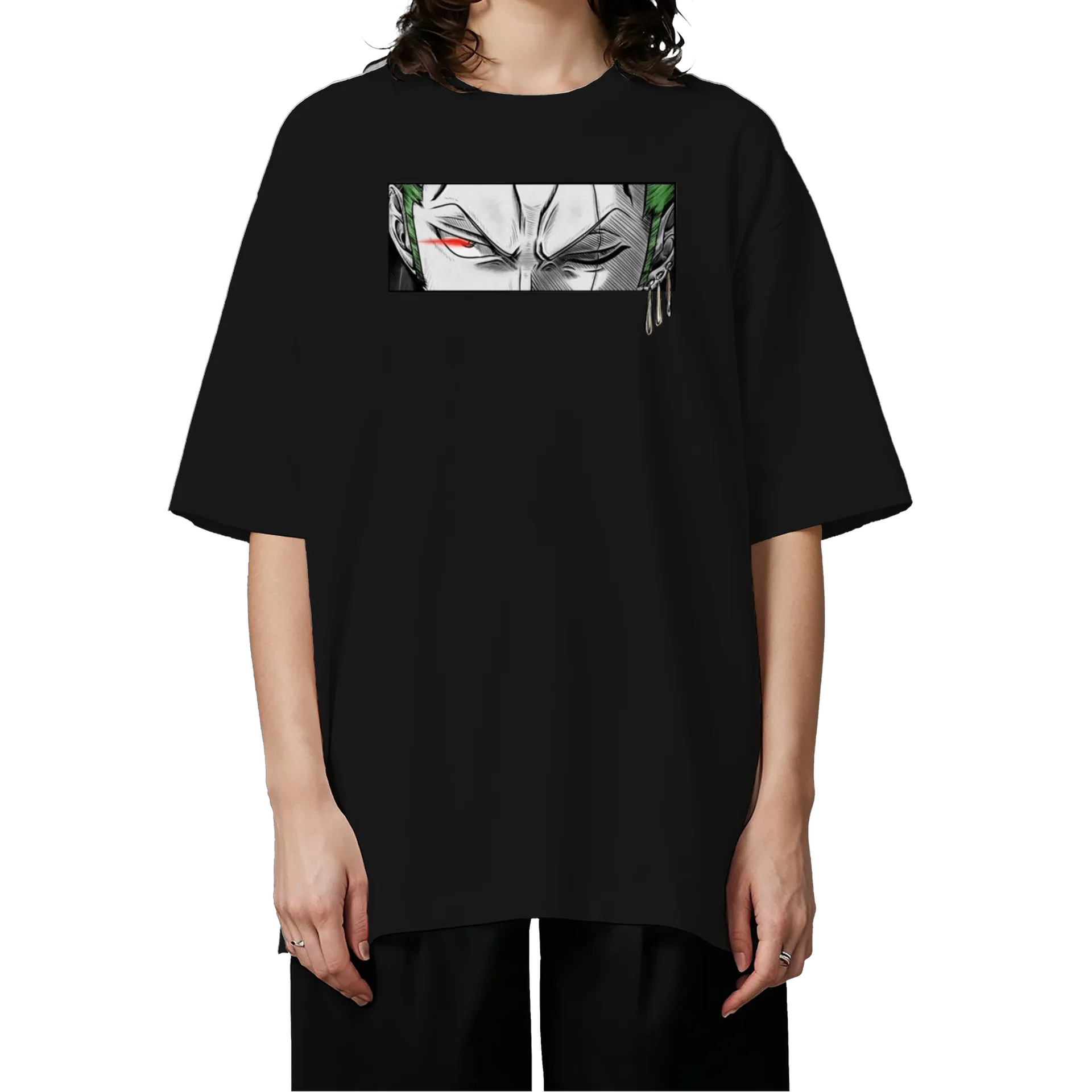 Camiseta Oversized Caveira Pirata com Espadas Coloridas - Imagem 3