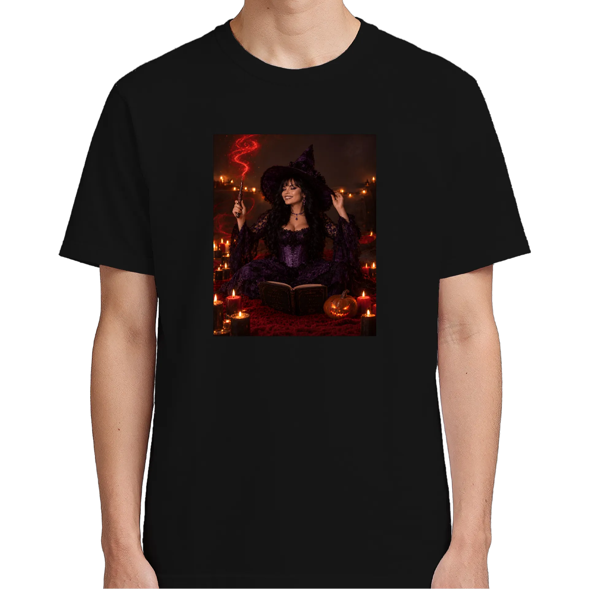 Camiseta Bruxa com Chapéu e Abóbora 100% Algodão - Imagem 4