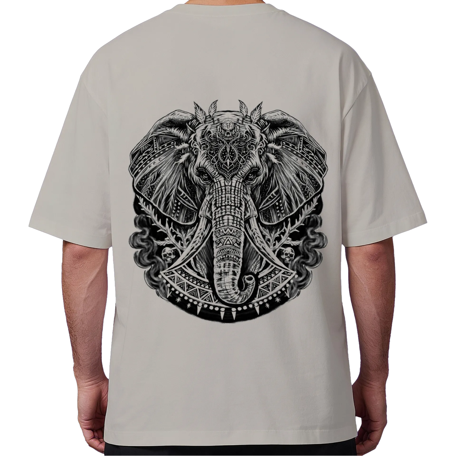 Camiseta Oversized Elefante Ornamental em Preto e Branco - Imagem 6