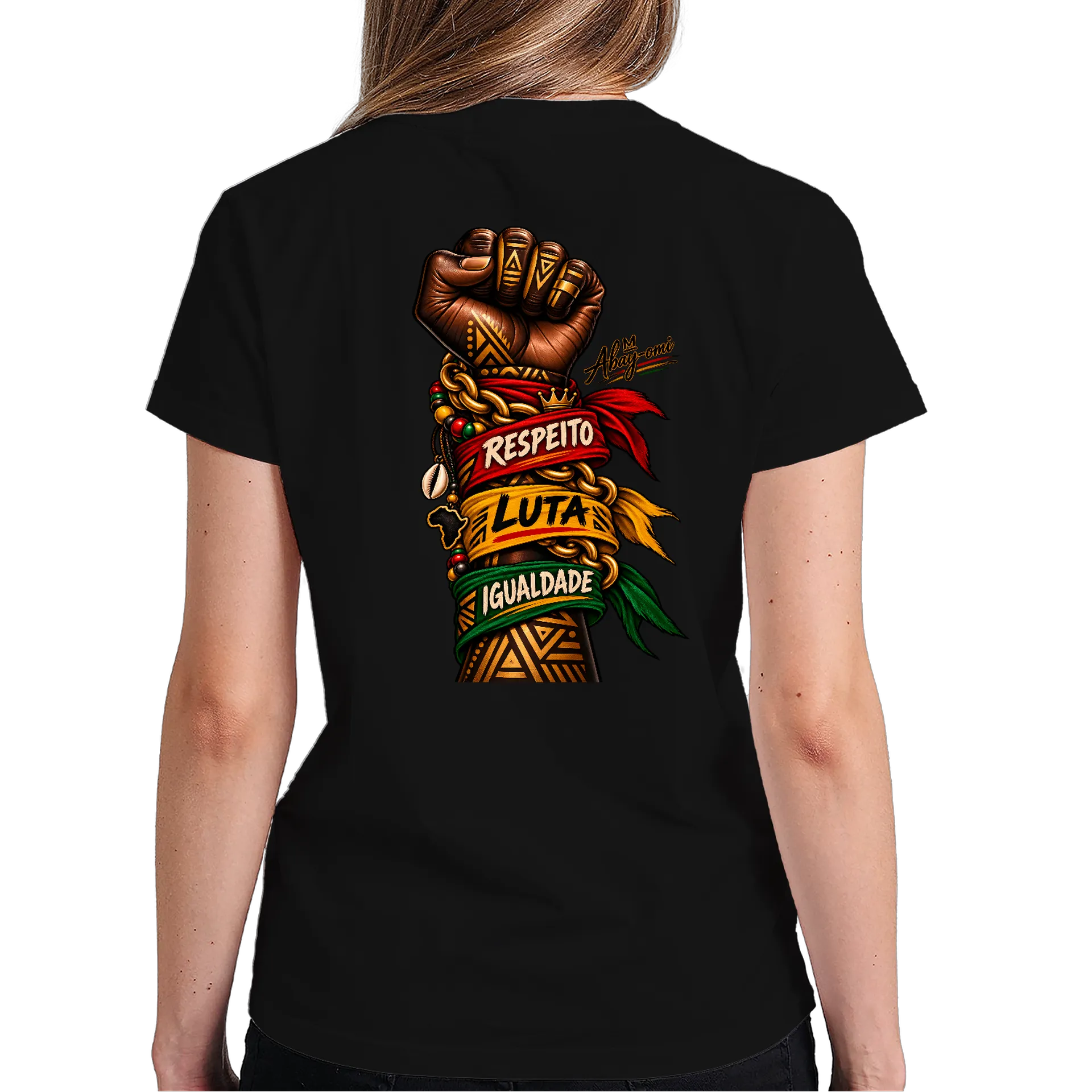 Camiseta Punho Erguido Respeito Luta Igualdade 100% Algodão - Imagem 5