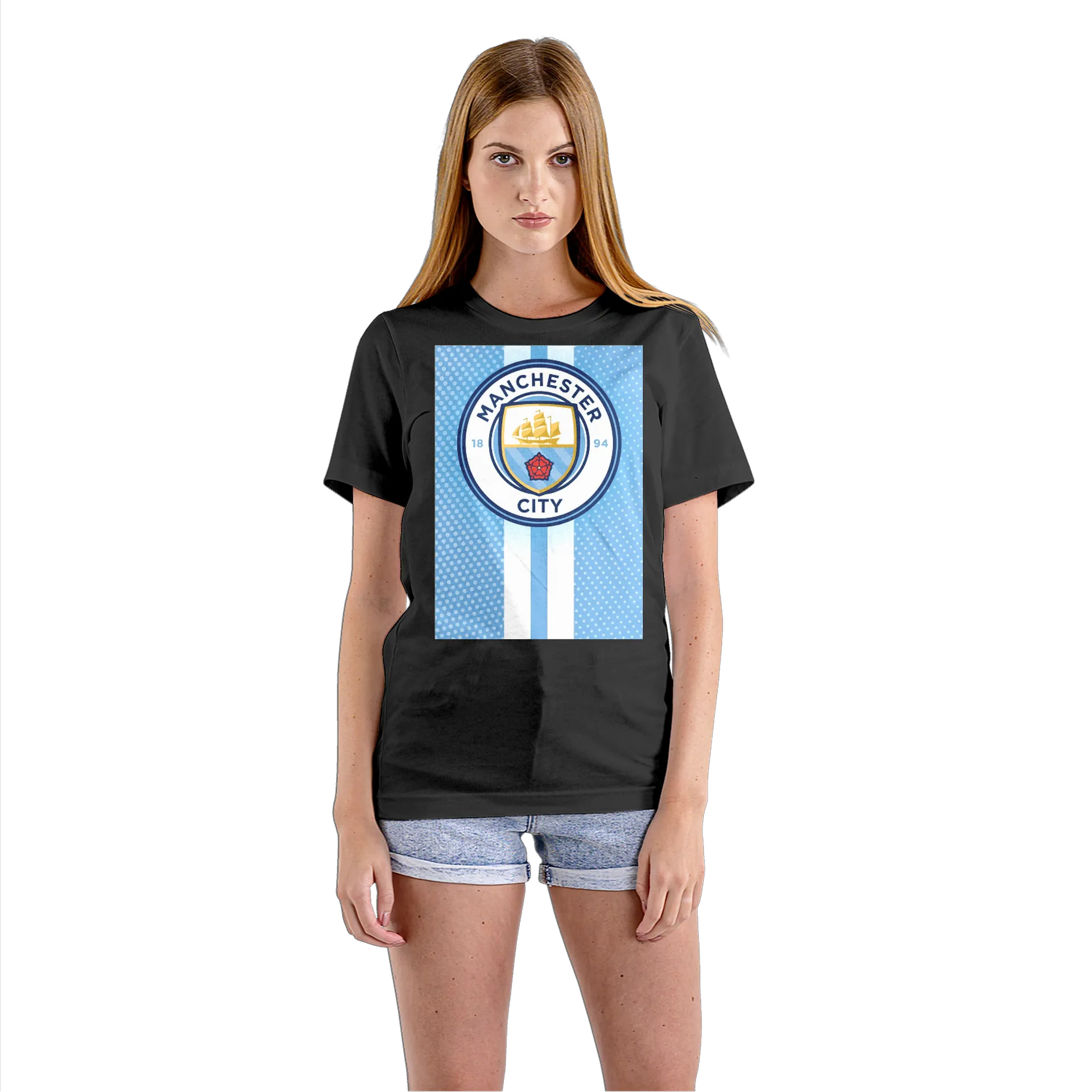 Camiseta Babylook Escudo Manchester City 100% Algodão - Imagem 3