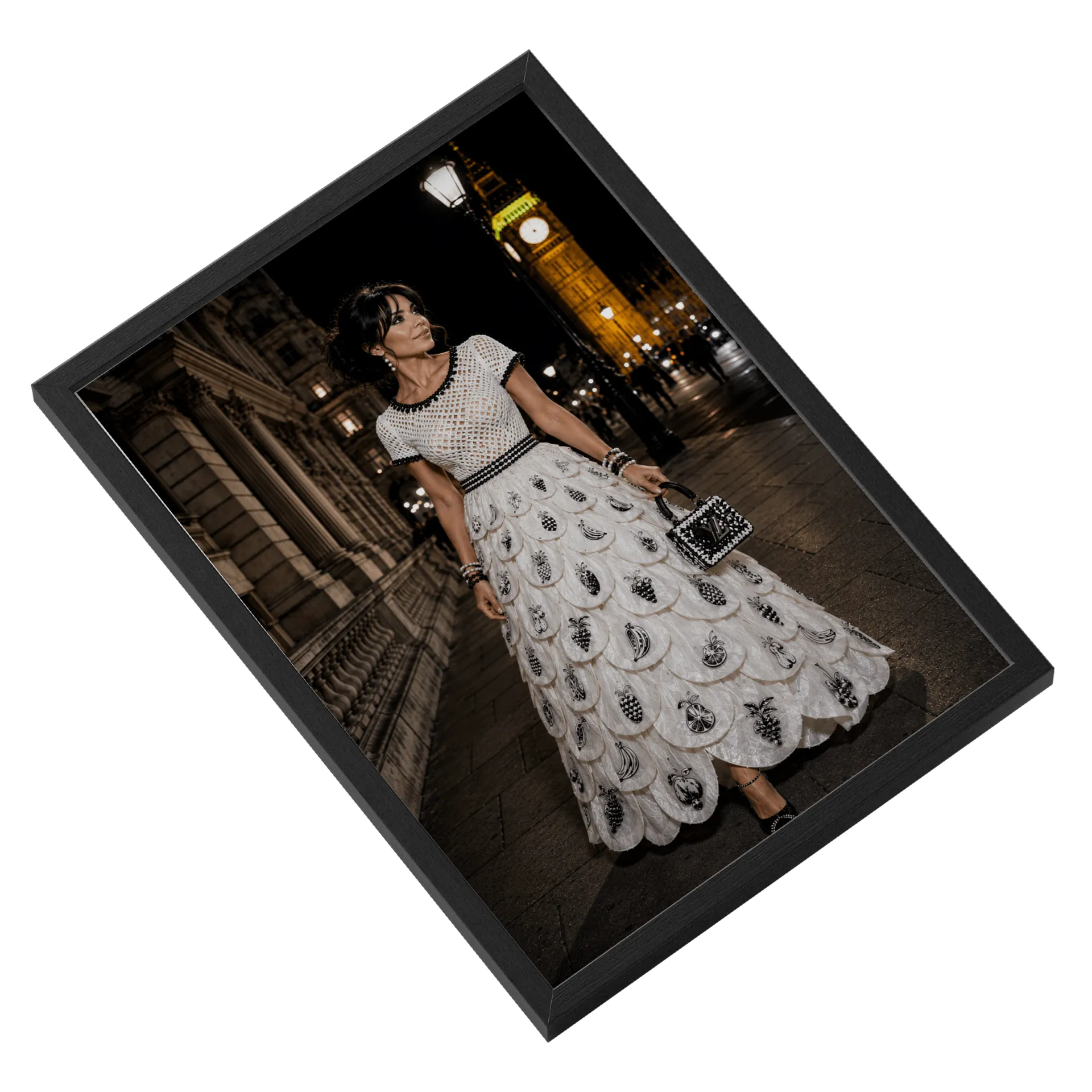 Quadro Vestido Branco Estilo Gala A3 MDF e Vidro - Imagem 2
