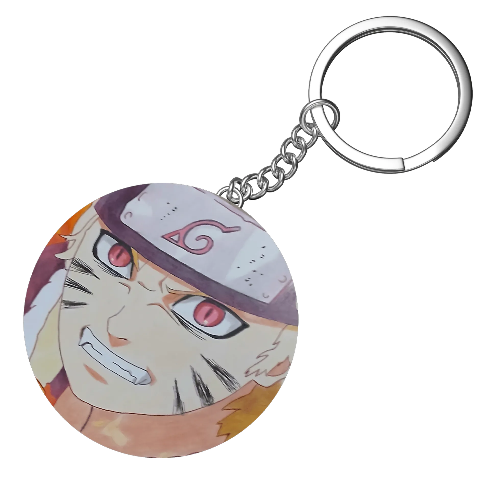 Chaveiro MDF Naruto Anime com Bandana e Olhos Rosados de Geek Art — imagem 3 de 3