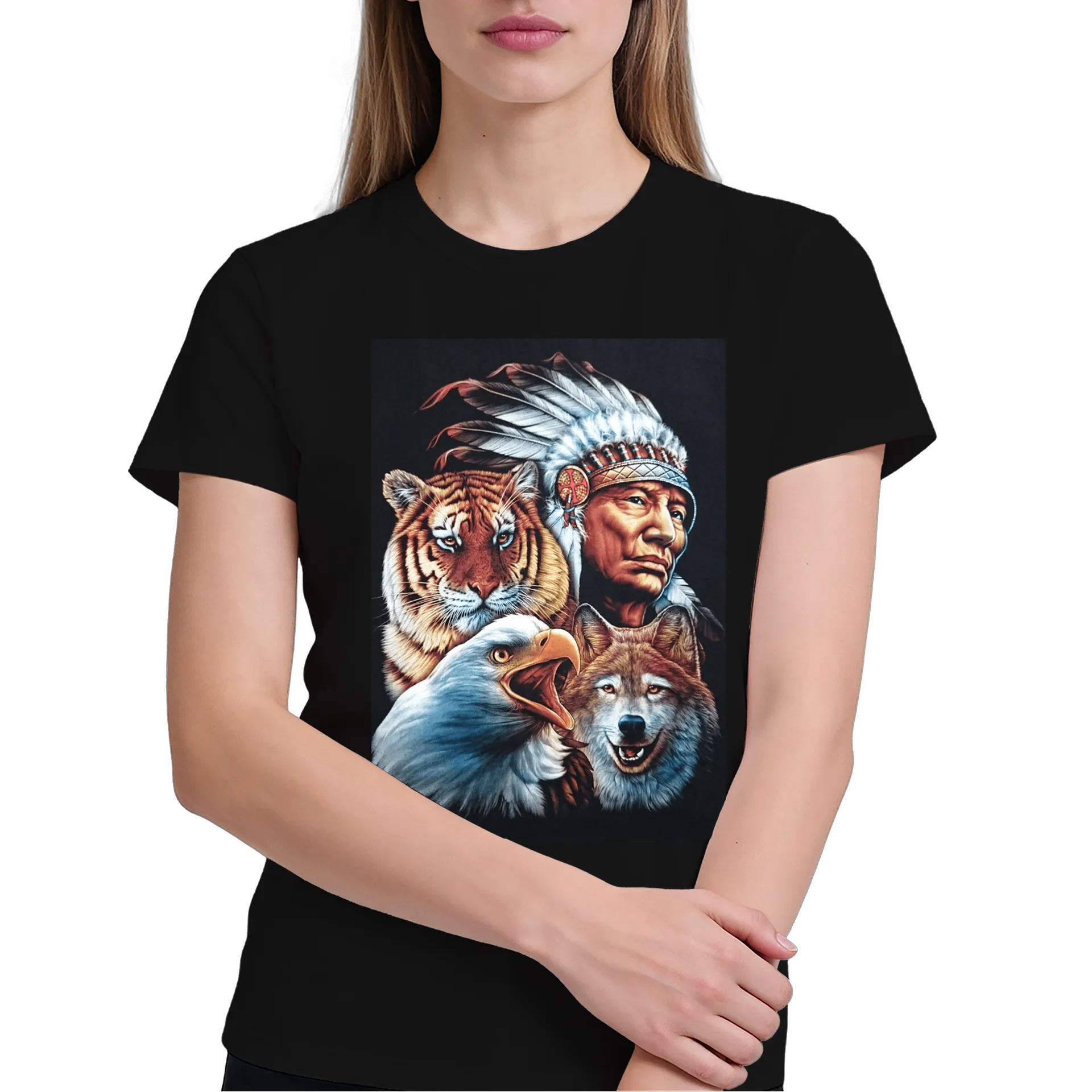 Camiseta Algodão índio, tigre, lobo e águia  de Lopes Estampas Clássicas  — imagem 3 de 6