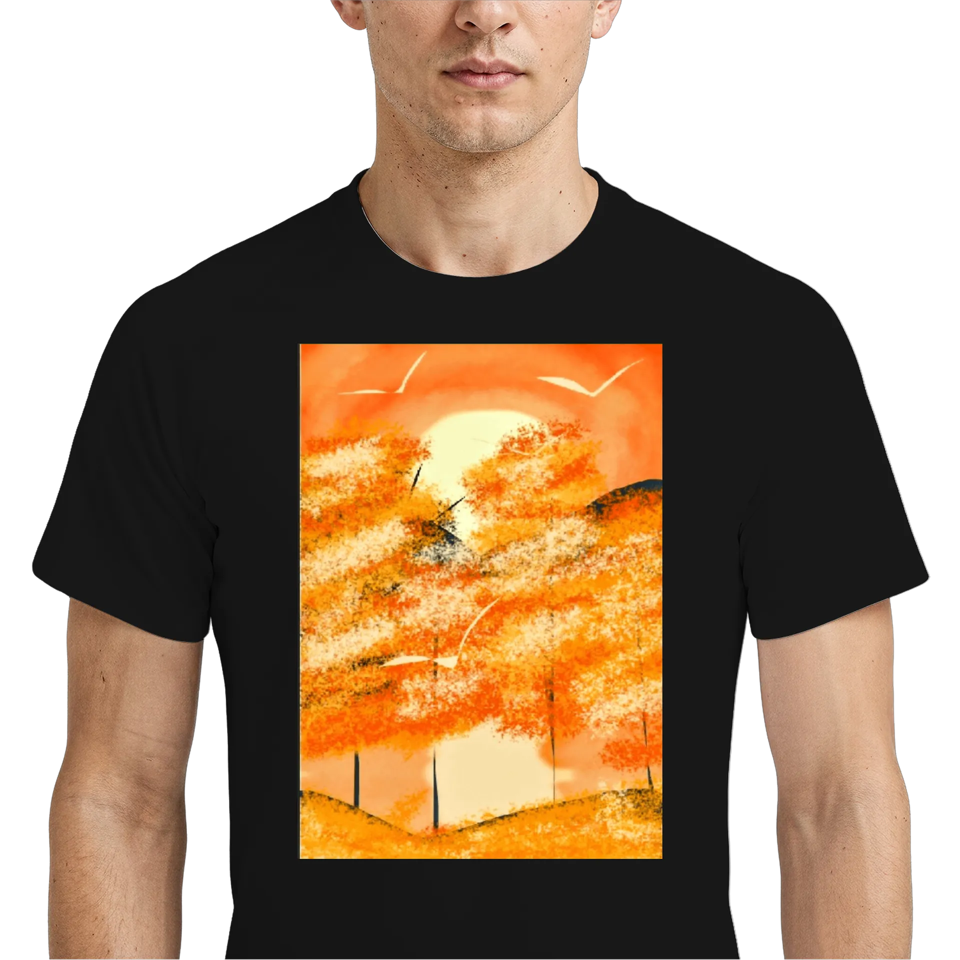Camiseta Dry Fit Paisagem Abstrata Laranja e Amarela - Imagem 4