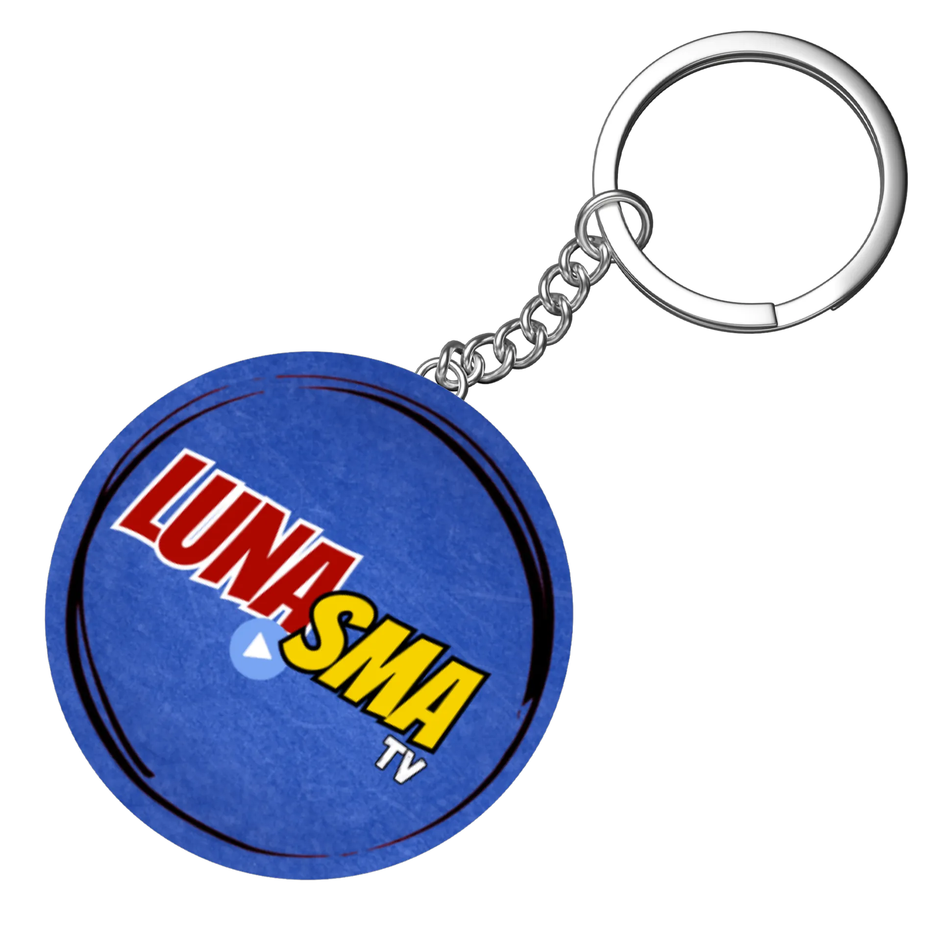 Chaveiro MDF Logo Lunasma TV Redondo Azul e Amarelo - Imagem 3