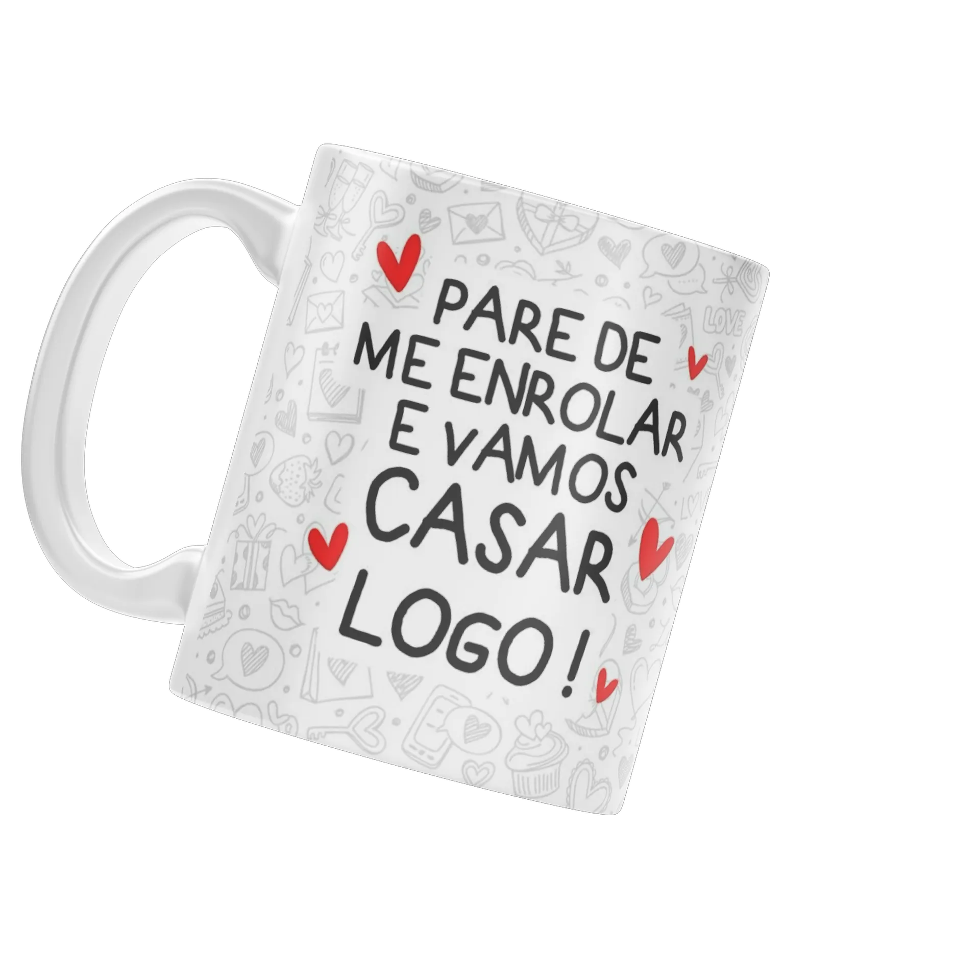 Caneca Porcelana Casamento Coração Vermelho 325ml de Molly personalizados