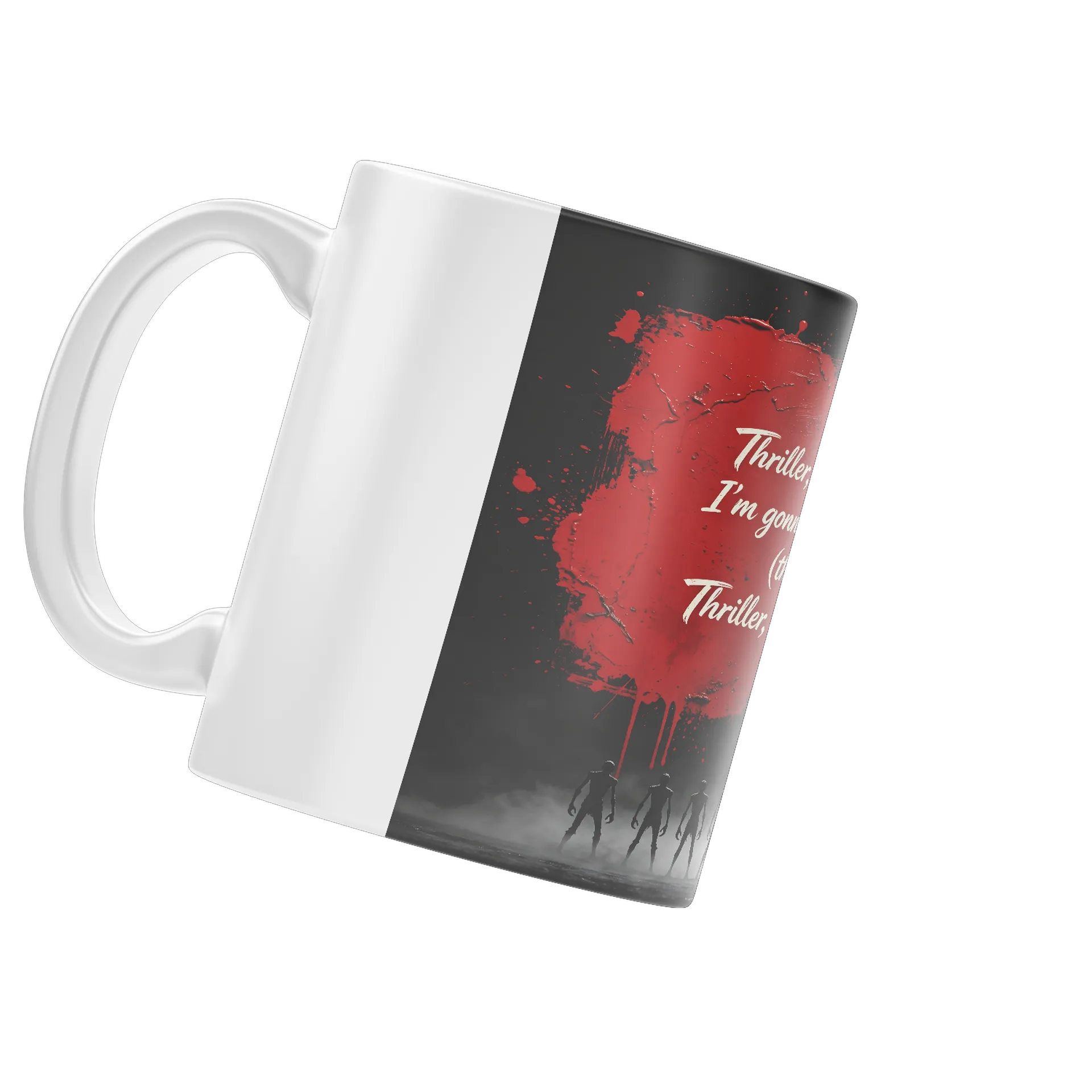 Caneca Porcelana Estampa Tipográfica Thriller Vermelha 325ml - Imagem 3