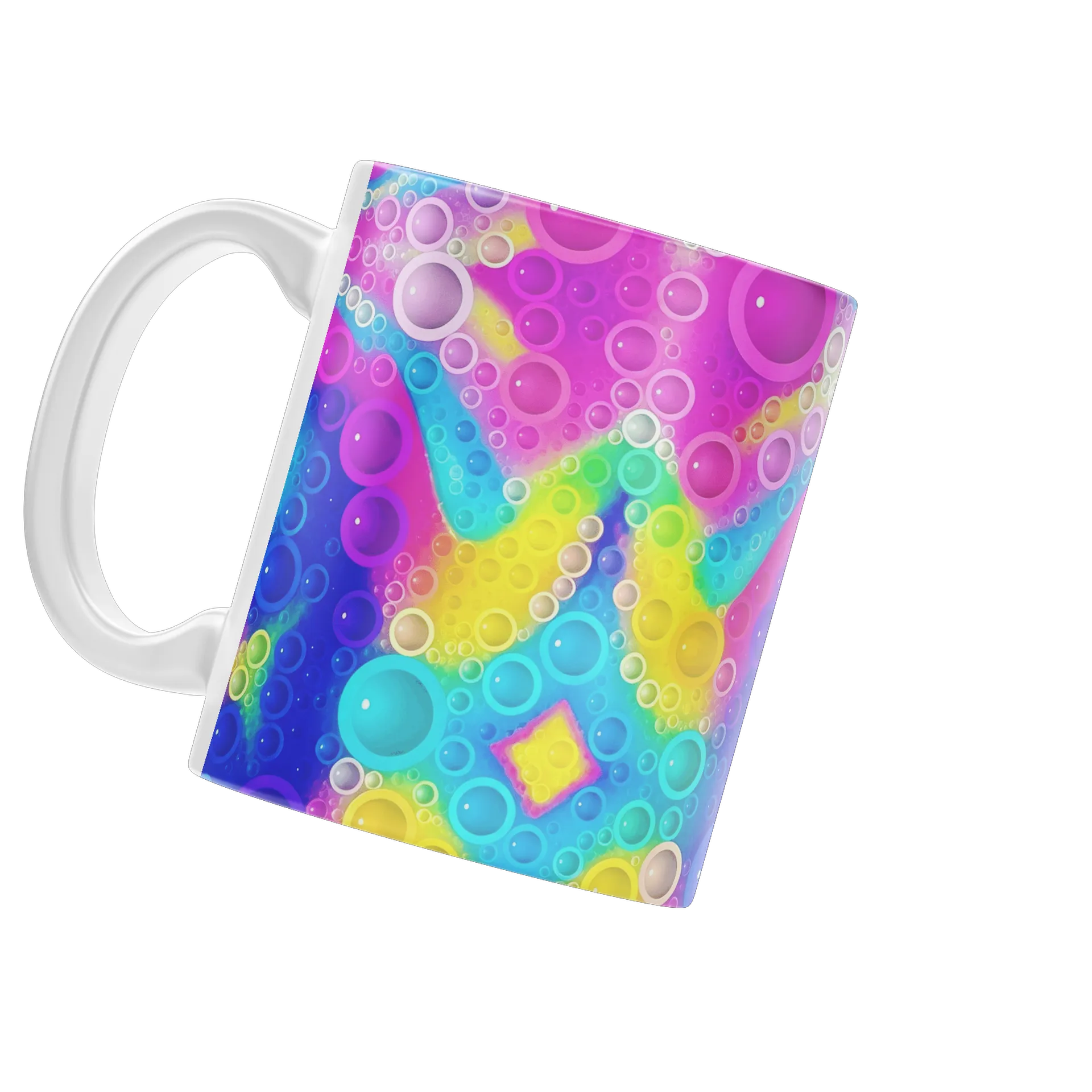Caneca Porcelana Estampa Bolhas Coloridas 325ml - Imagem 3