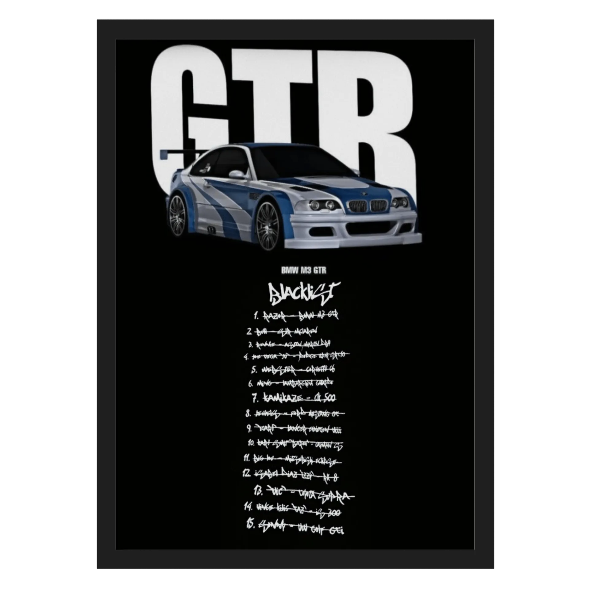 Quadro BMW M3 GTR Estilo Graffiti A3 - Imagem 1