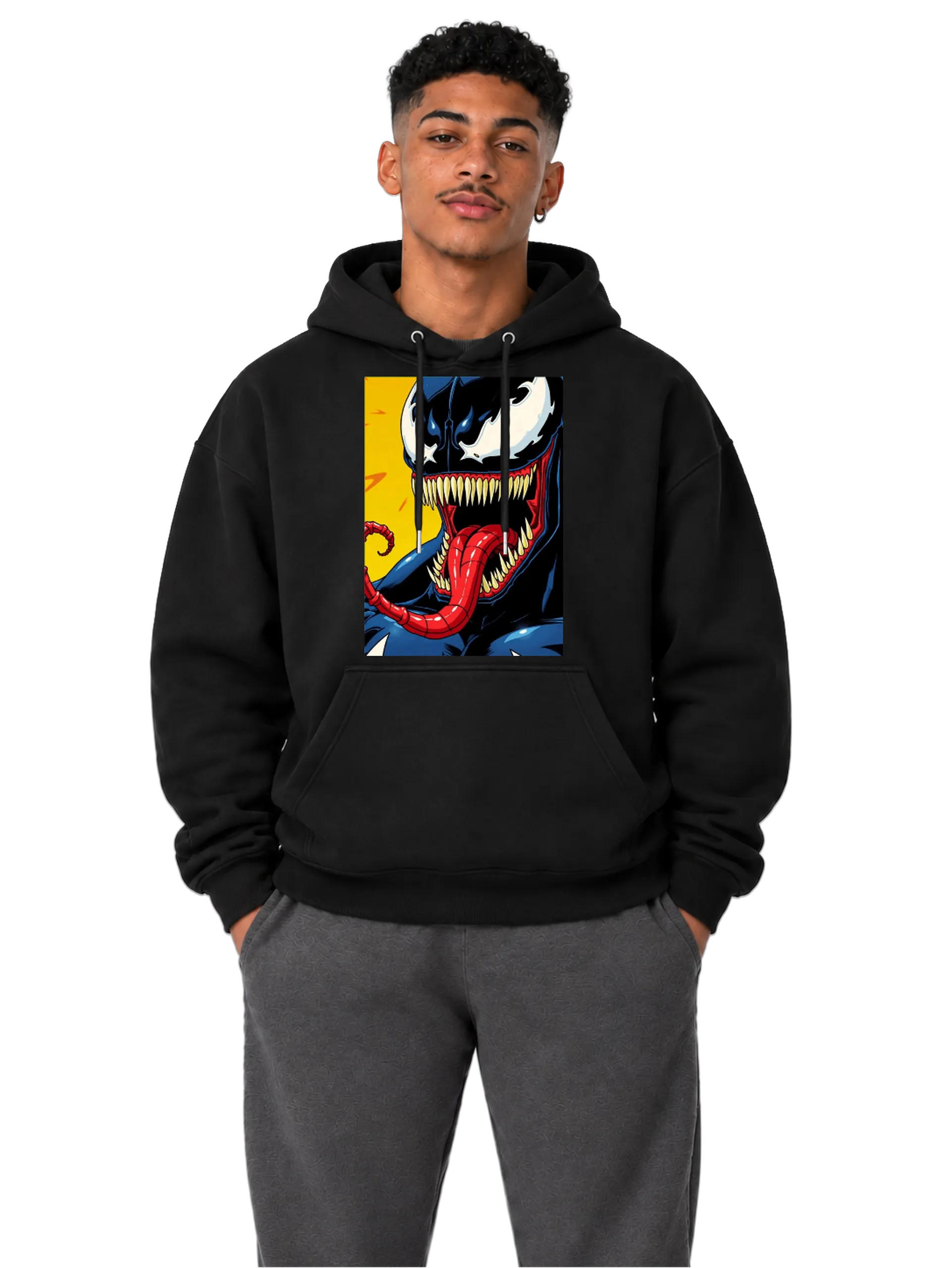 Blusa Moletom Canguru Venom em Estilo de Quadrinhos Colorido - Imagem 3