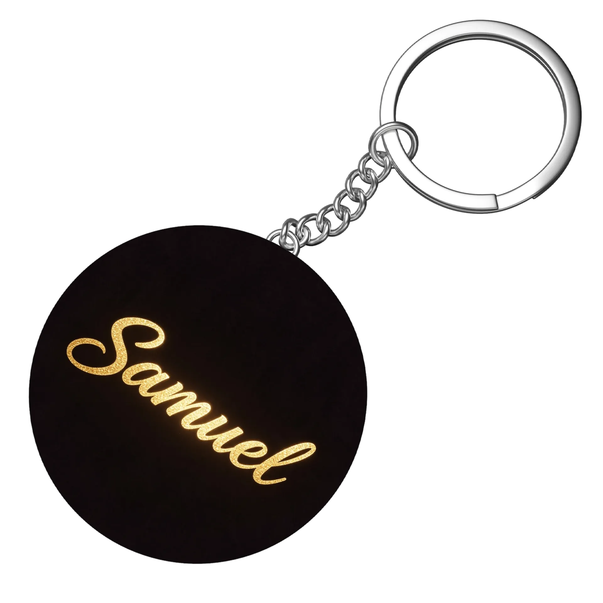 Chaveiro MDF Nome Samuel Estampa Dourada Script - Imagem 3